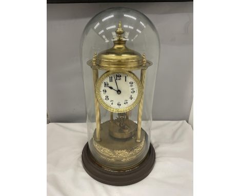A LARGE ANNIVERSARY CLOCK WITH GLASS DOME (DOME A/F) 