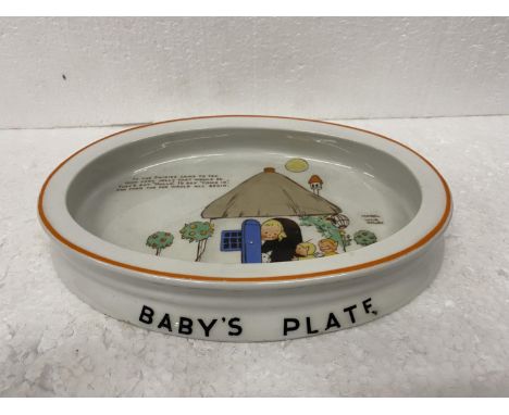 A CERAMIC SHELLEY MABEL LUCIE ATWELL DECORATED BABY'S PLATE 