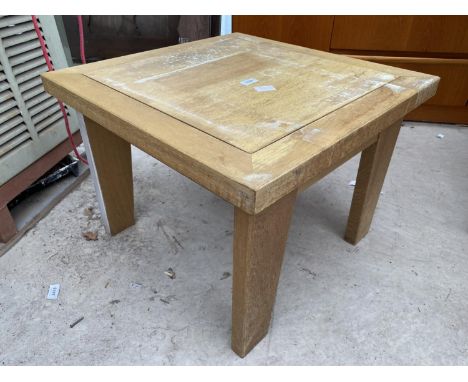 A MODERN OAK AND PAINTED 'ORLANE' LAMP TABLE, 23.5" SQUARE 