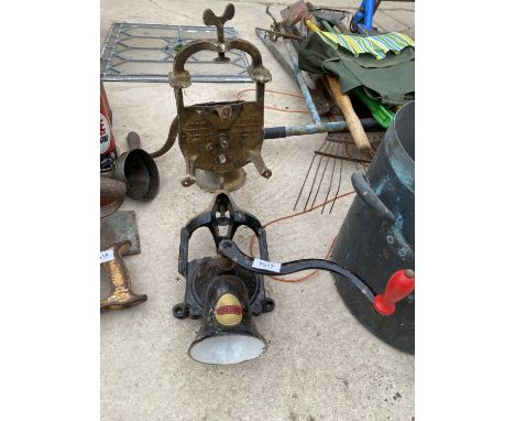 A VINTAGE BEATRIGE NO.3 BEAN SLICER AND A FURTHER KENRICK NO.4 BEAN SLICER 