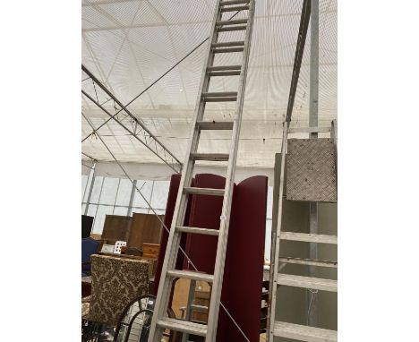 A 26 RUNG ALUMINIUM TWO SECTION EXTENDING LADDER 