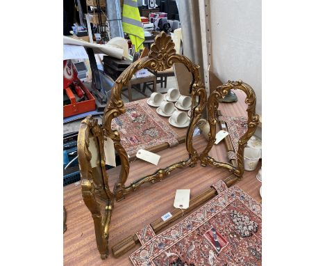 A VINTAGE GILT FRAMED DRESSING TABLE MIRROR 