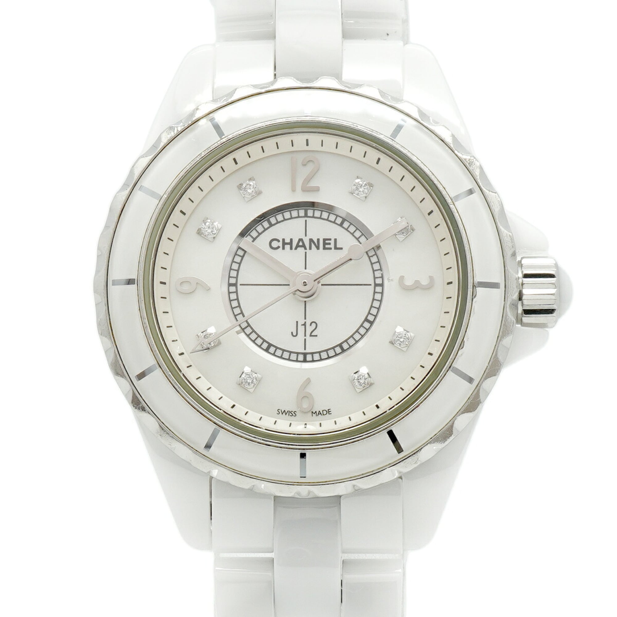 Chanel J12 8P Diamond H2570 White Dial Women\'s Watch