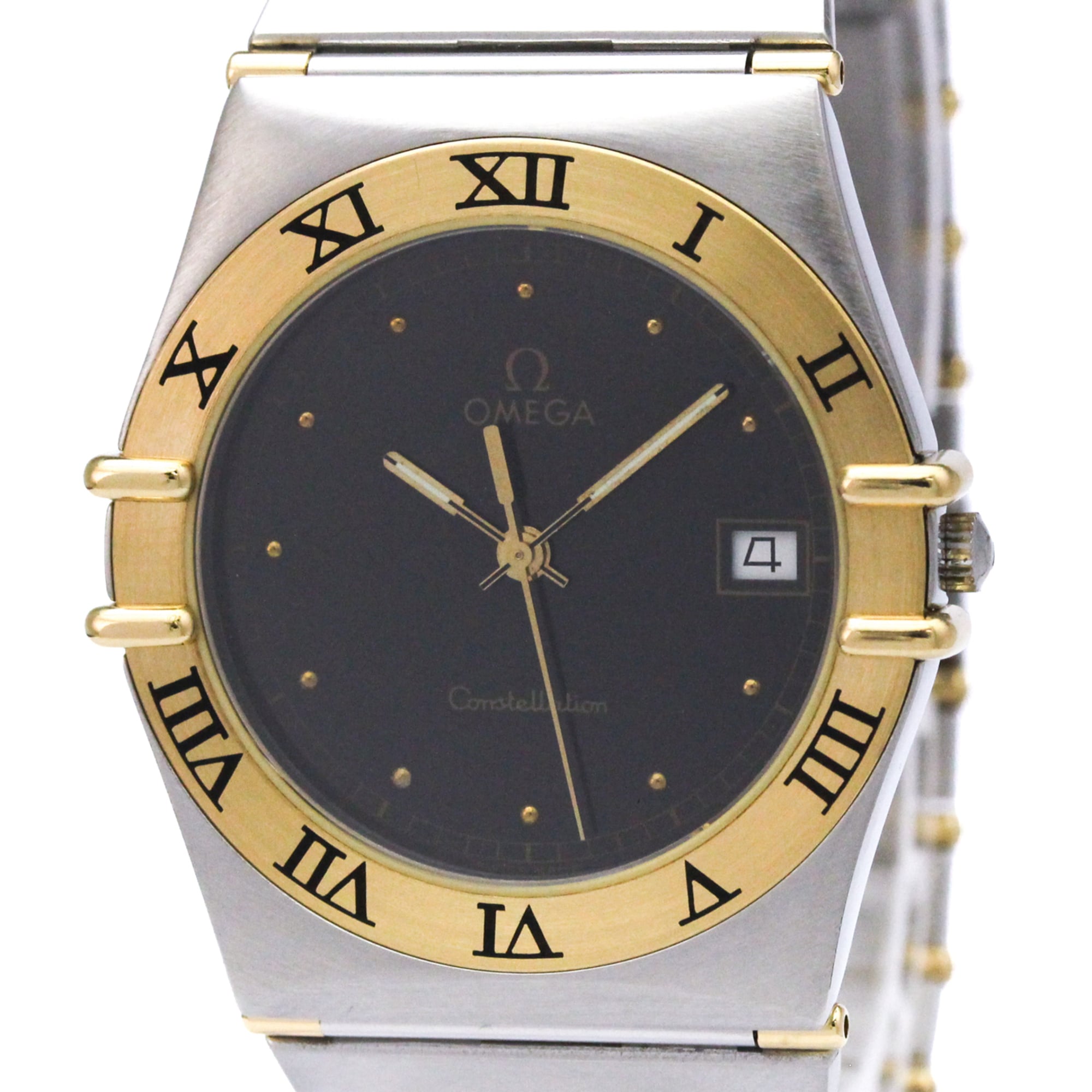 OMEGA Constellation 18K Gold Steel Quartz Mens Watch 396.1070 Polished