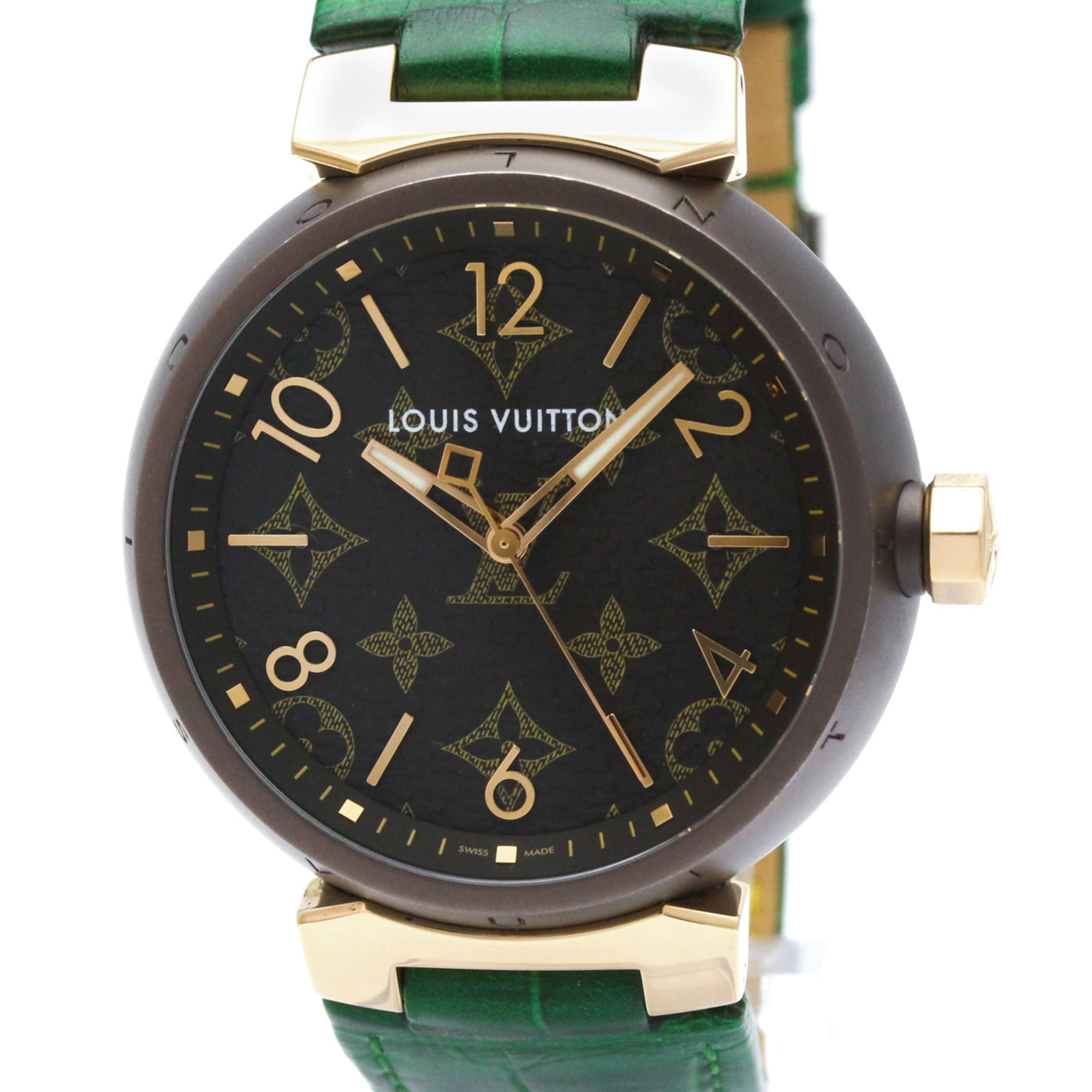 LOUIS VUITTON Tambour Quartz 18K Rose Gold Steel Quartz Watch QA139Z