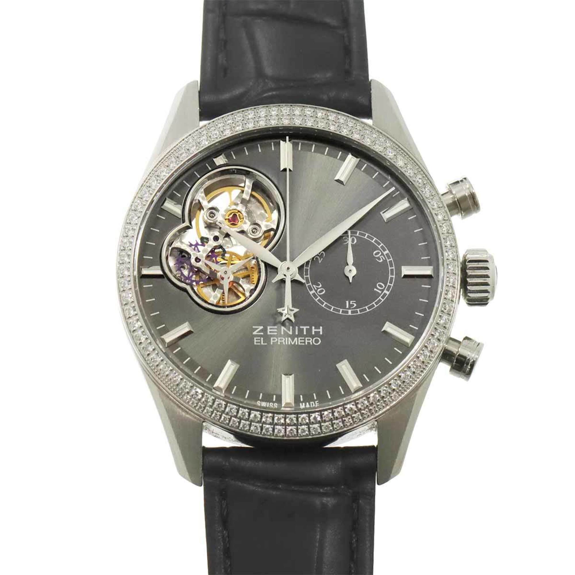 Zenith El Primero Chronomaster Lady 16 2150 4062 Ladies\' Watch, Diamond Bezel, Gray, Automatic Movement