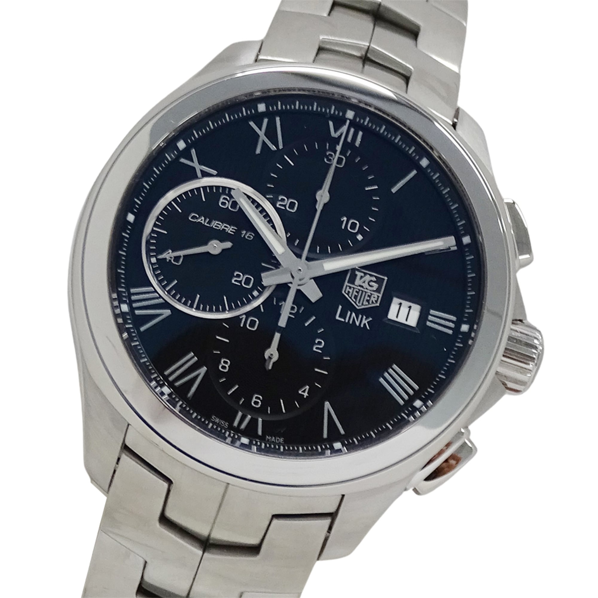 TAG Heuer Link CAT2012 BA0952 Men\'s Watch, Brand Chronograph, Caliber 16, Automatic Movement, Stainless Steel (SS), Silver & Black.