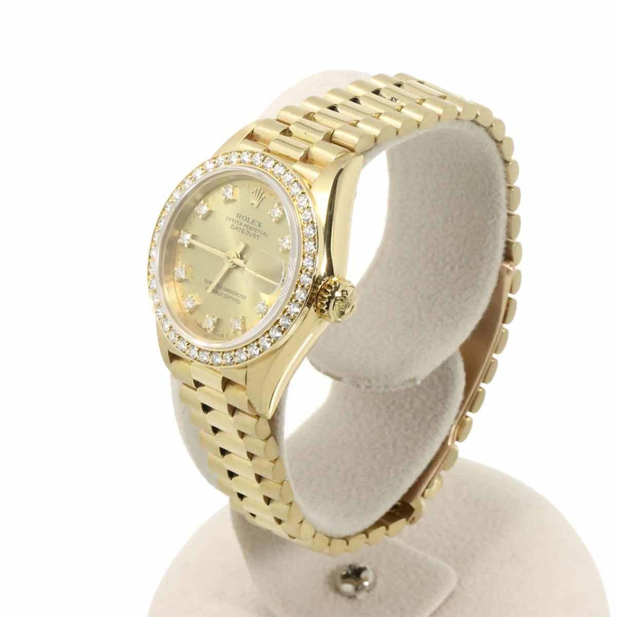 Rolex Datejust 69138G (No. 9) - Ladies\' Watch with Diamond Bezel, 10 Diamonds, 18K Yellow Gold, Solid Automatic Movement.