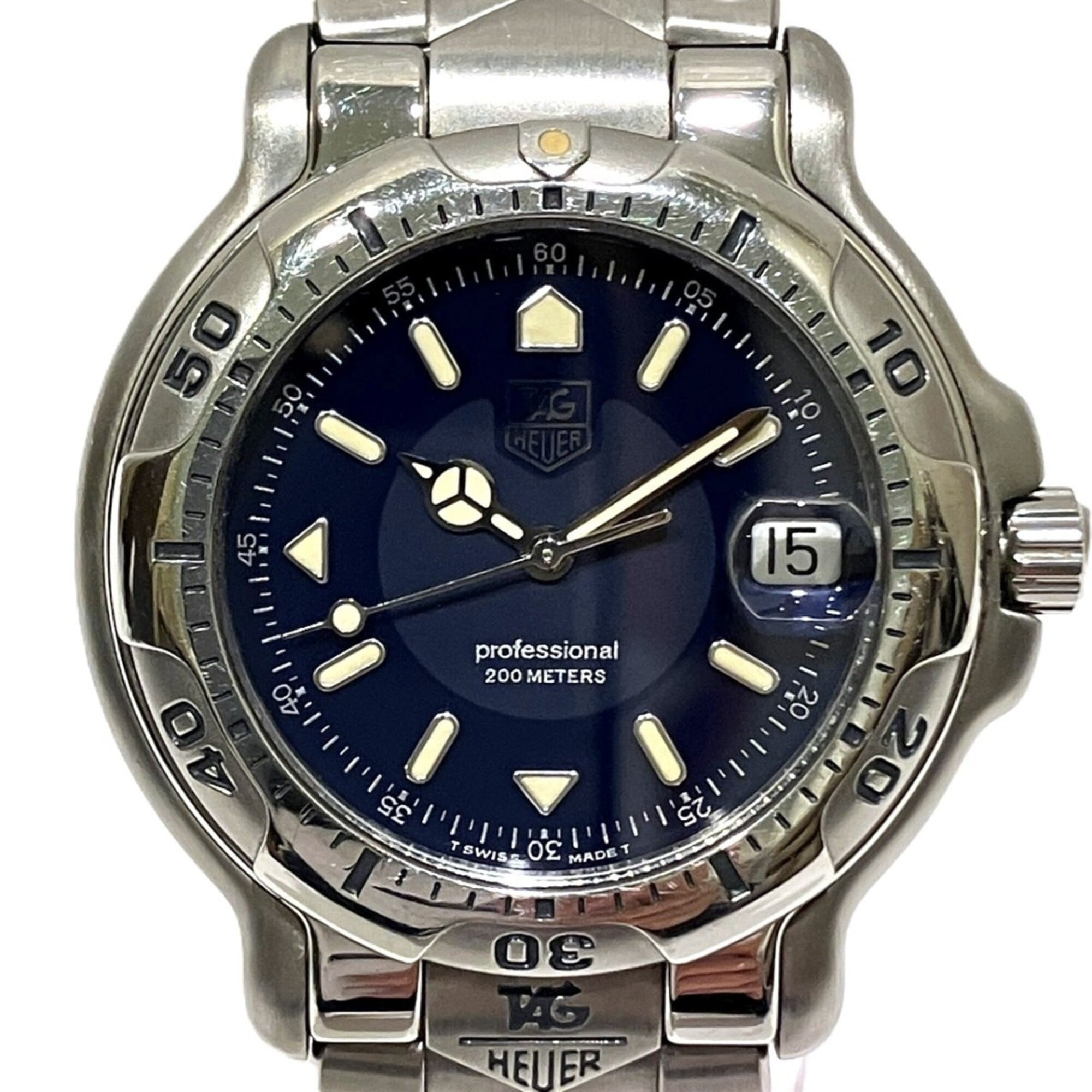 TAG Heuer Professional Watch, Total Weight 111g, Stainless Steel, Quartz Movement, Navy Dial, WH1115-K1