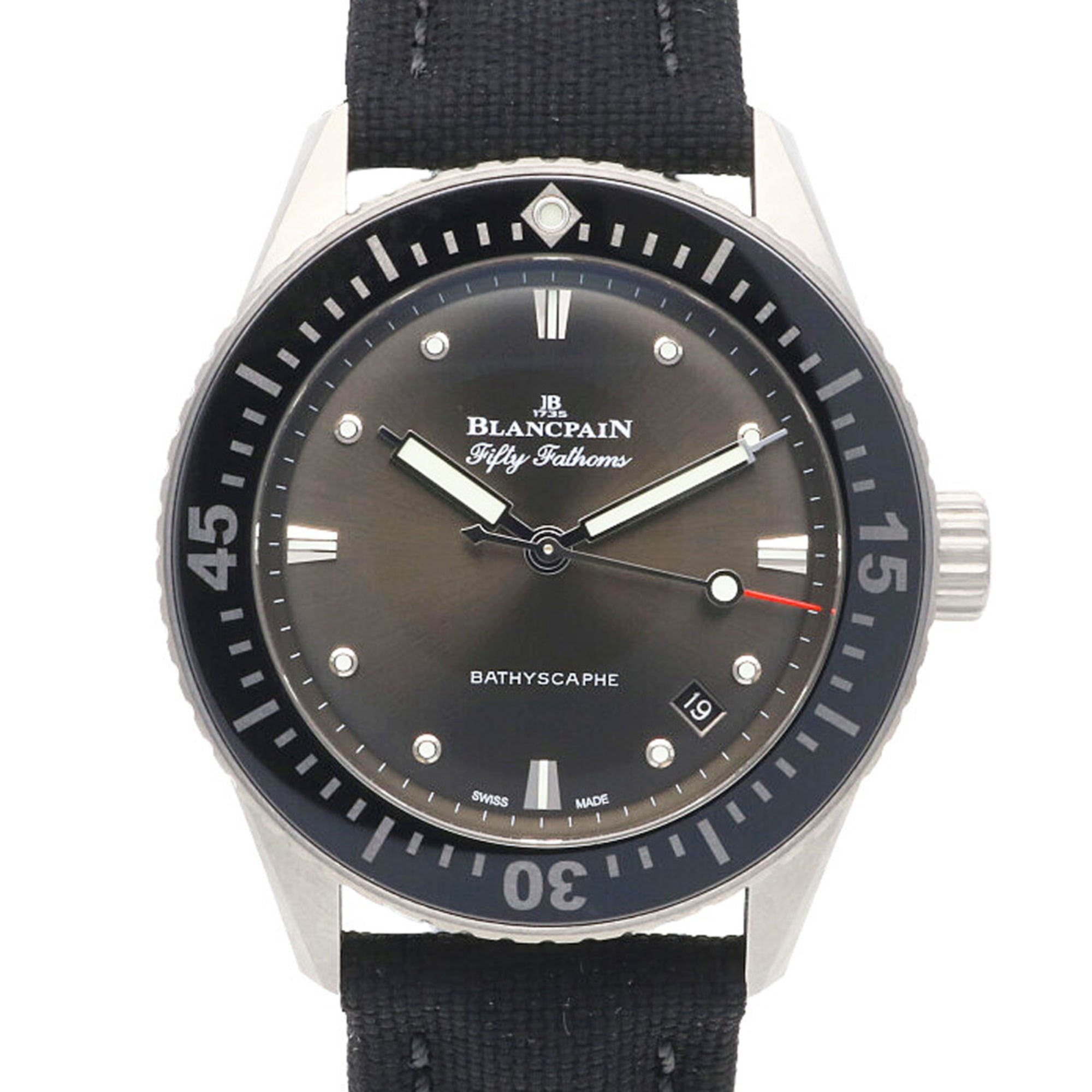 Blancpain Fifty Fathoms Bathyscaphe Watch, Stainless Steel 5100B-1110-B52A Automatic Men\'s Unused, Sail Canvas