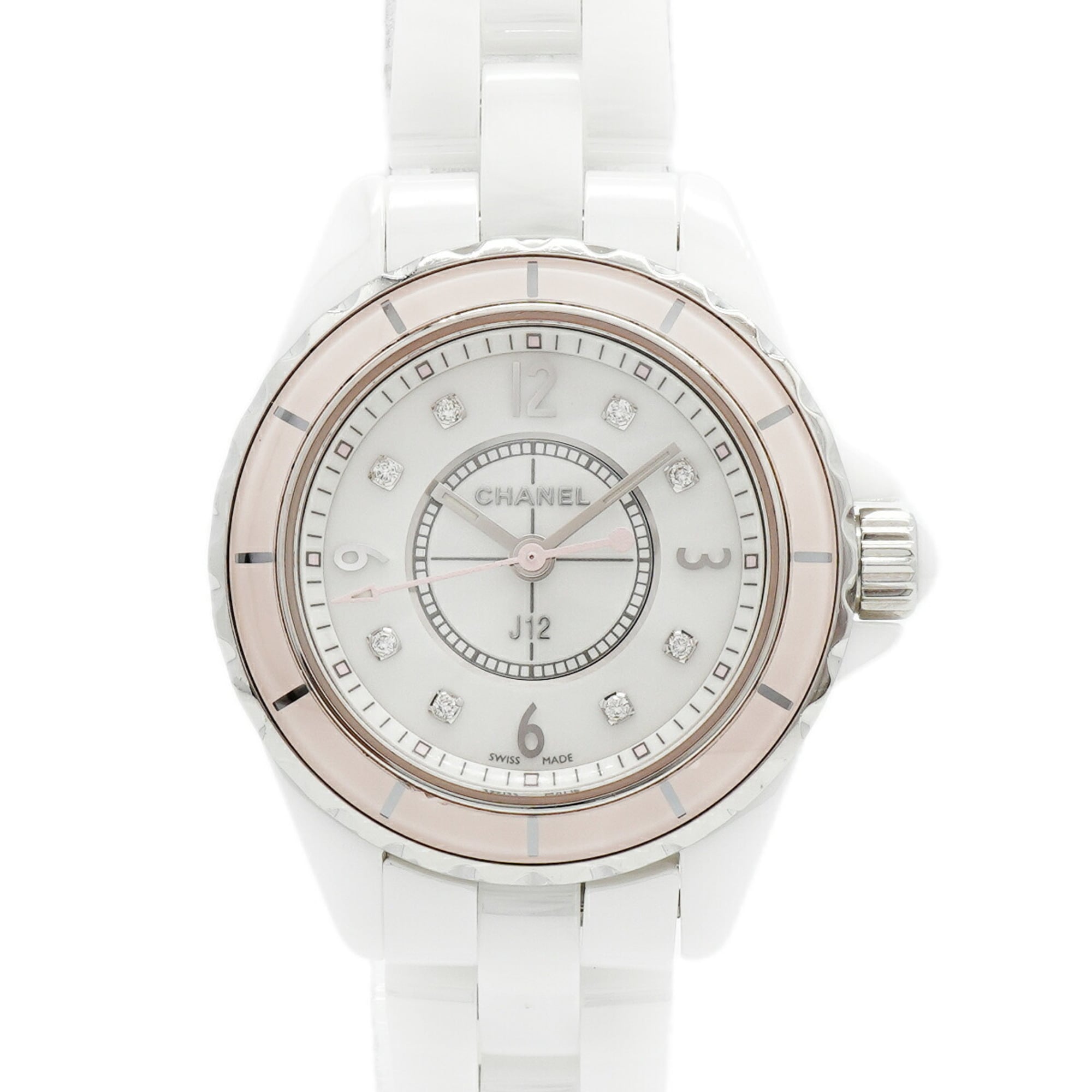 Chanel J12 8P Diamond H4466 White Dial Women\'s Watch