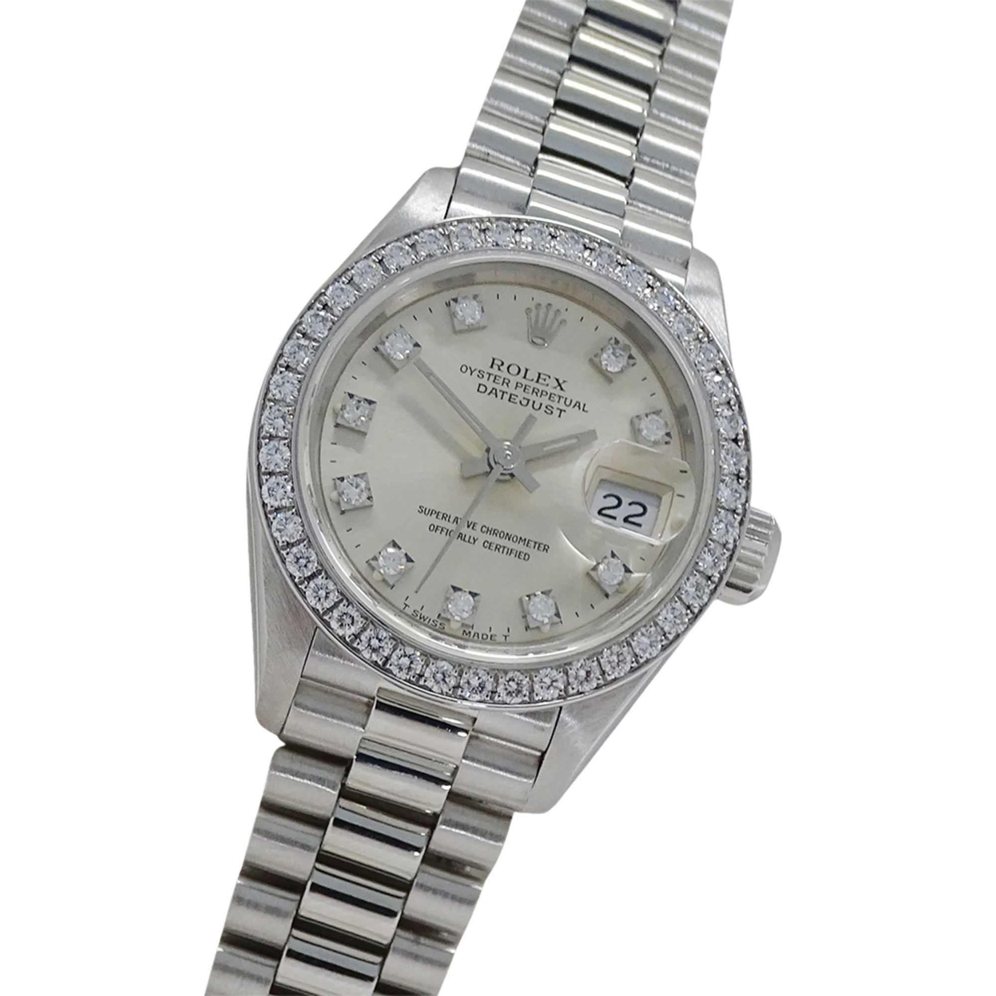 Rolex Datejust 69136G E-serial, Ladies\' Watch, Brand Name, 10P Diamond Bezel, Automatic Movement, PT950 Platinum