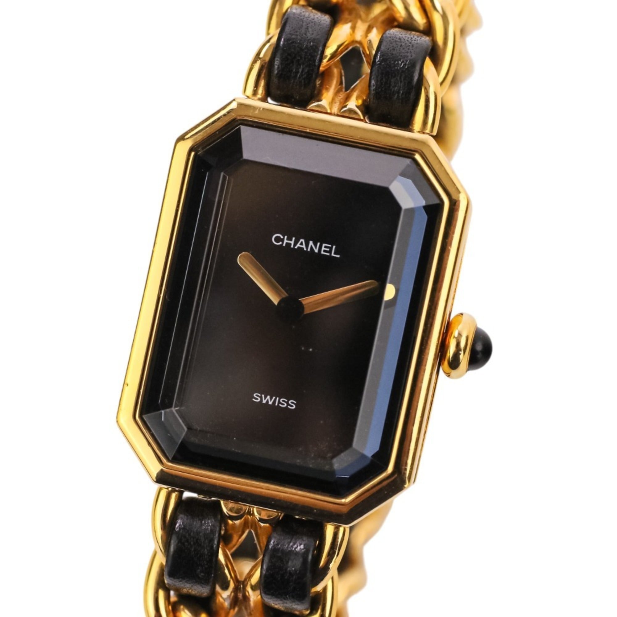 CHANEL Premiere S-size Quartz Watch H0001 Black Gold Color Women\'s