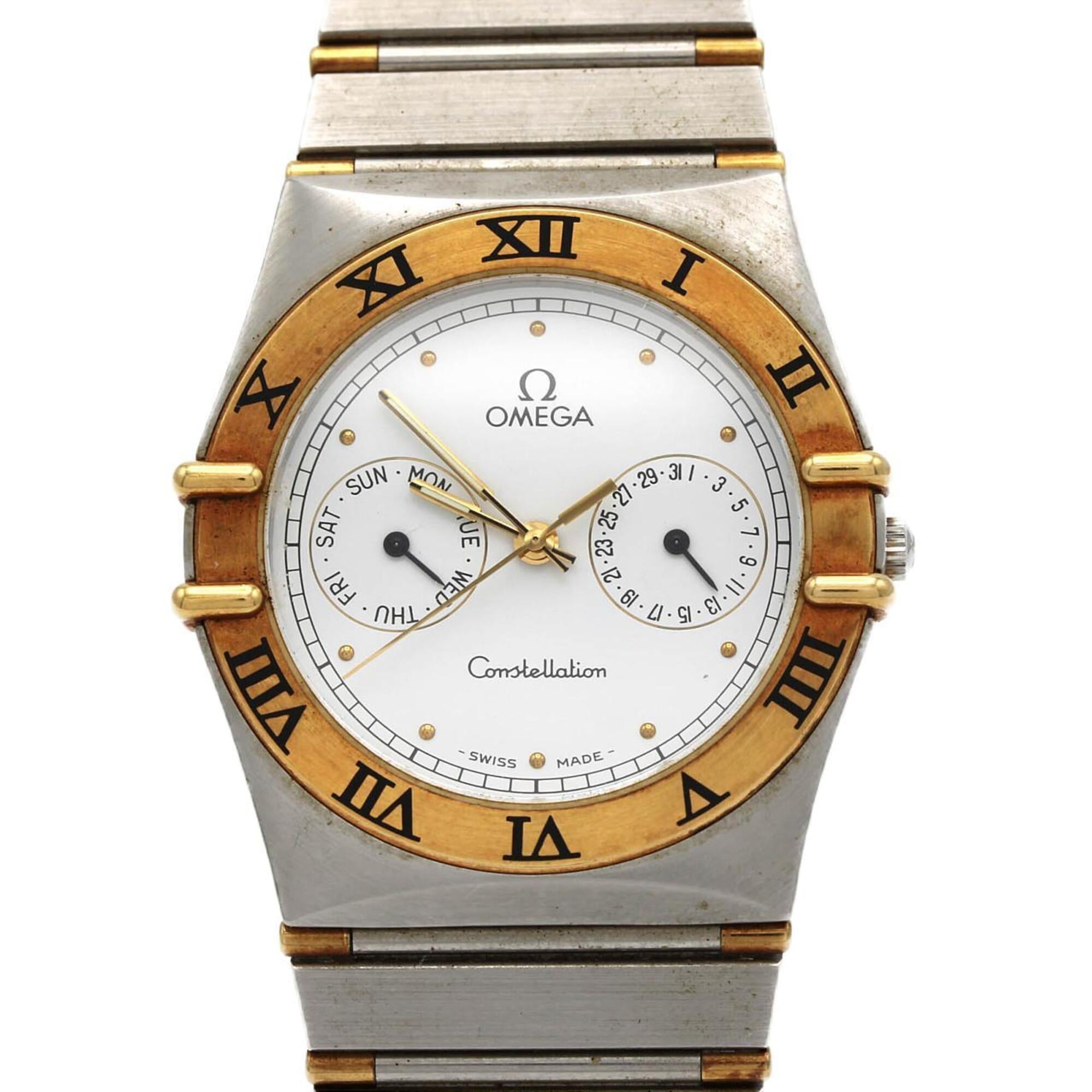 Omega Constellation Day-Date Two-Tone Stainless Steel x Yellow Gold Quartz Watch