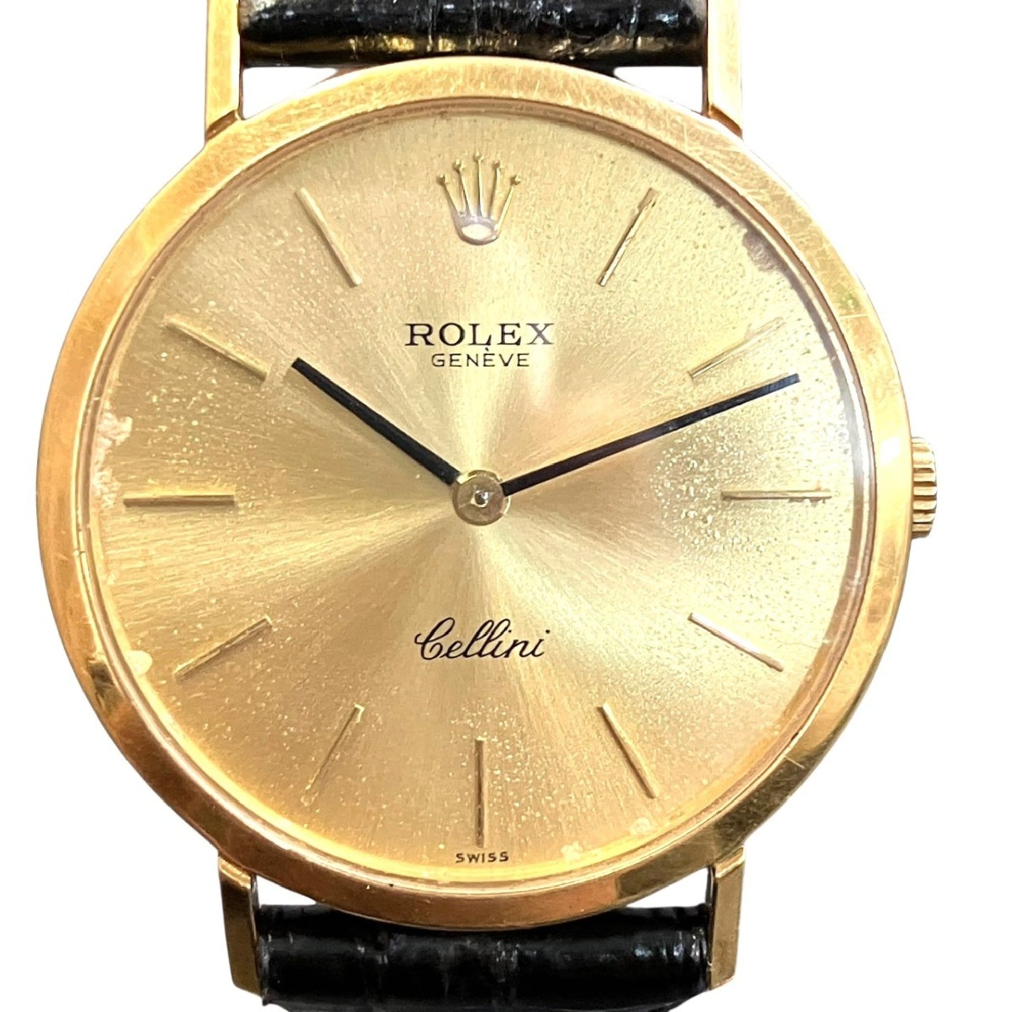 Rolex Cellini watch, total weight 33.8g, 18K gold leather strap, manual winding, dial, 5112