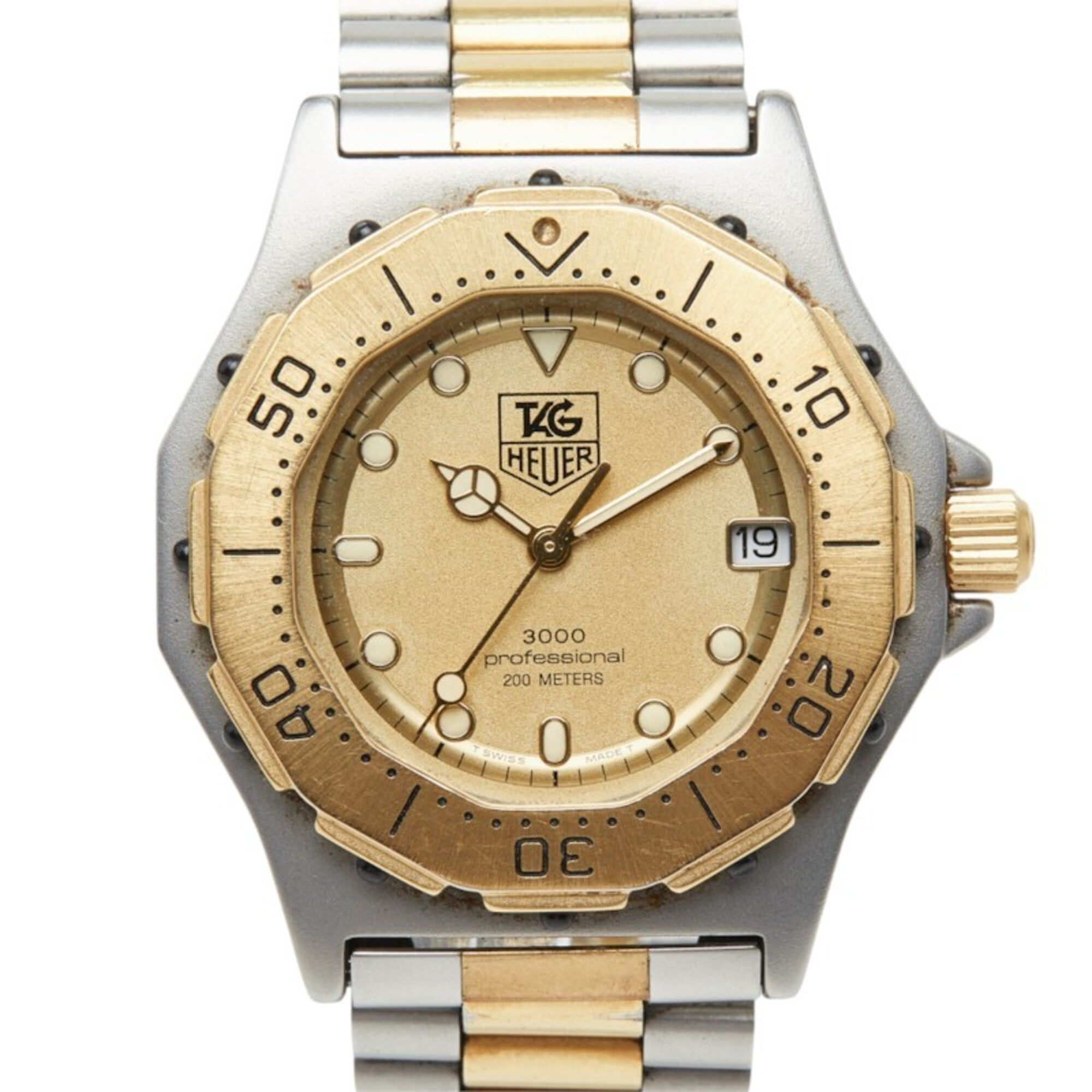 TAG Heuer 3000 Professional Watch 935.413 Quartz Gold Dial Stainless Steel Men\'s