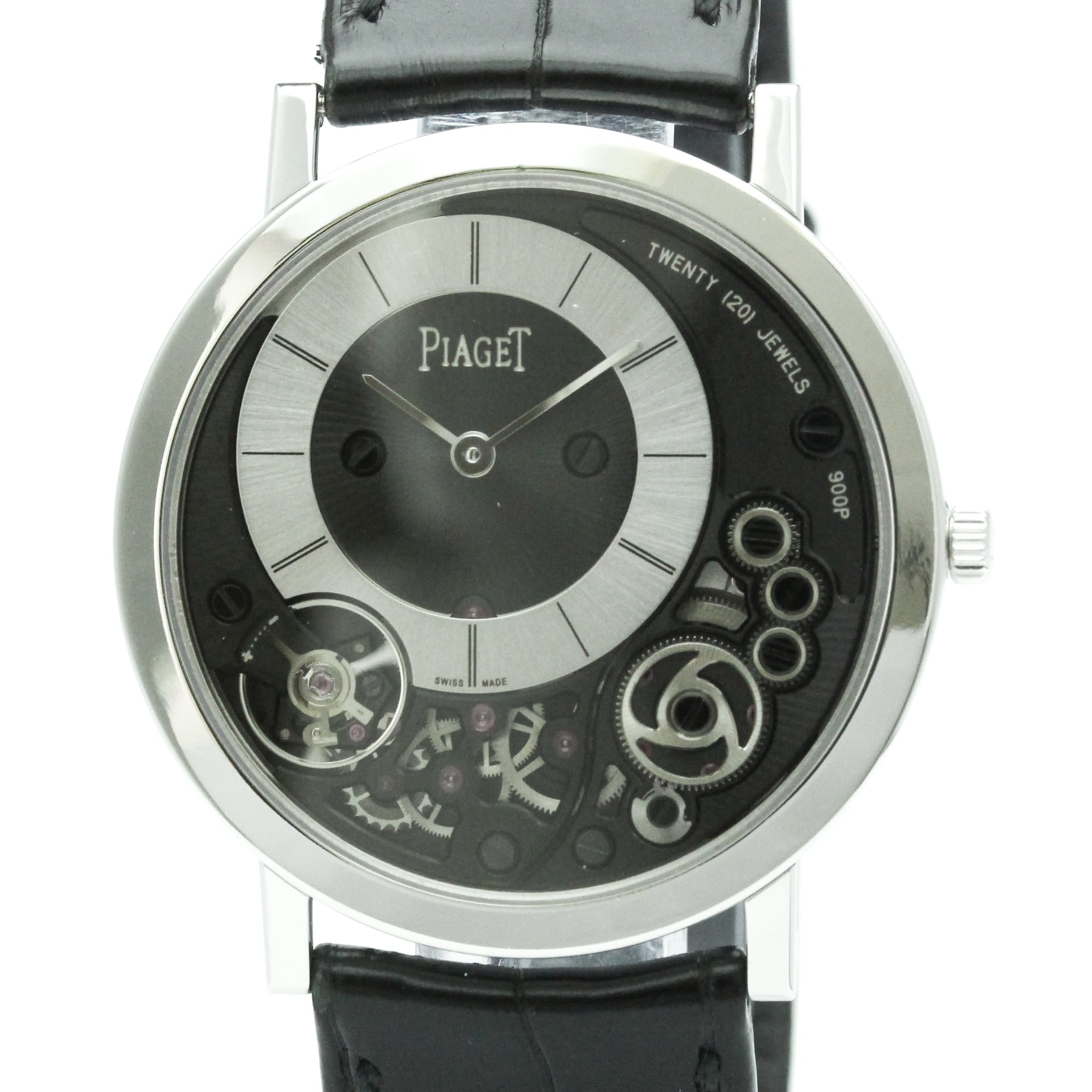 PIAGET Altiplano White Gold Leather Hand-Winding Mens Watch G0A39111 Polished