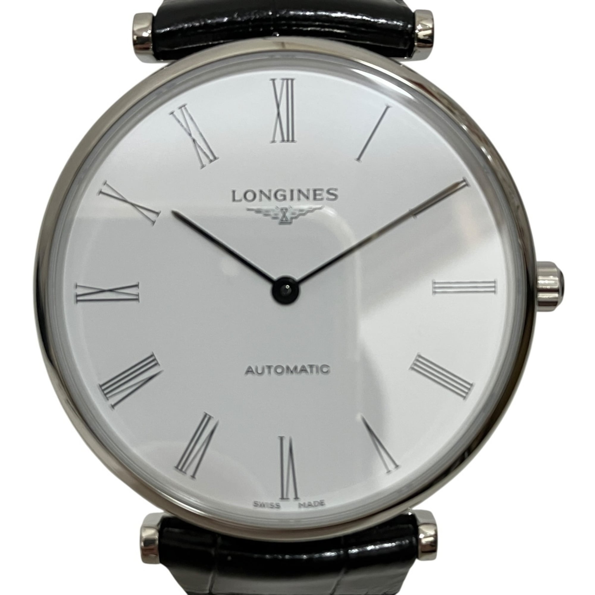 Longines La Grande Classique de wristwatch, total weight 43.7g, stainless steel, genuine leather strap, automatic movement, white dial, L4.918.4.11.2