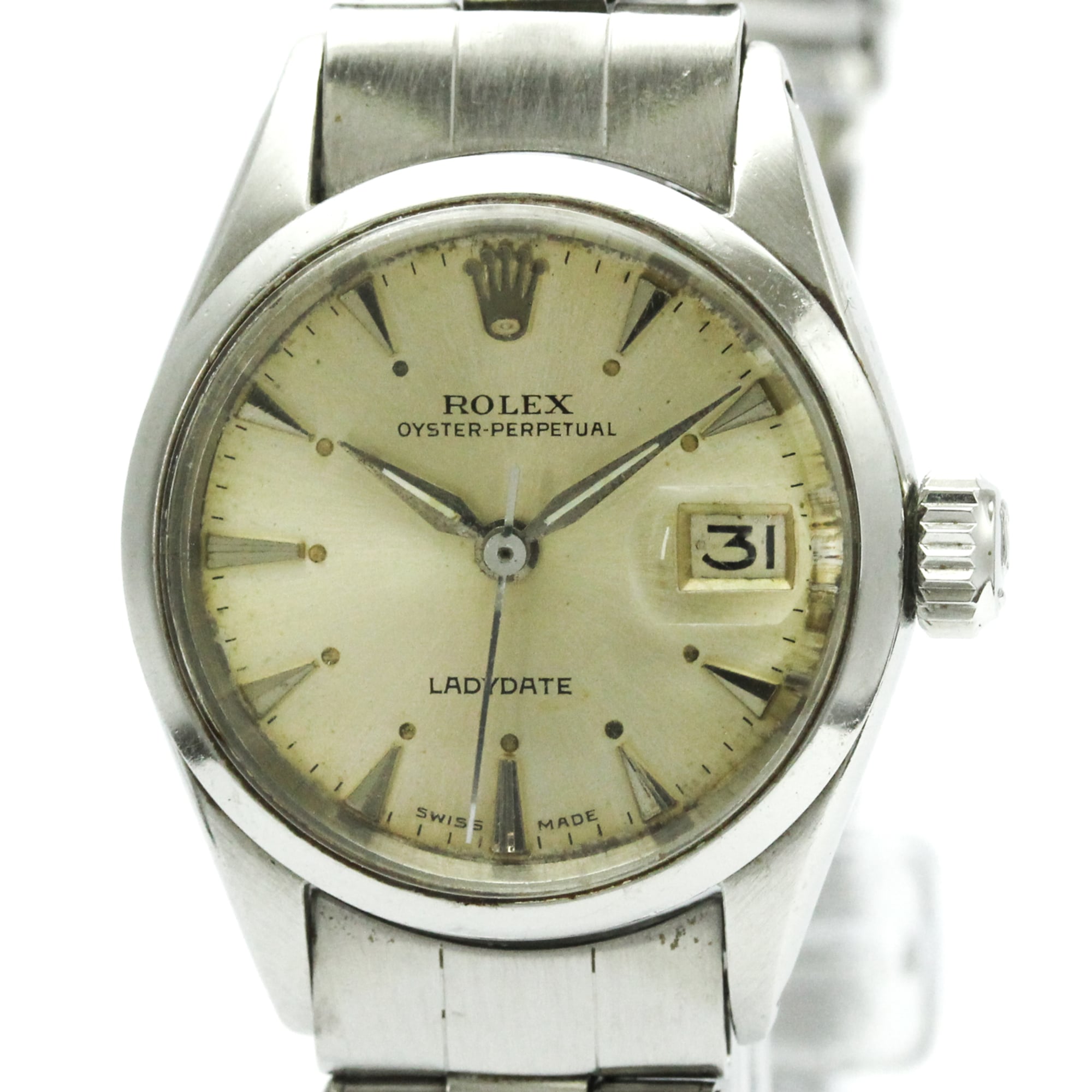 ROLEX Oyster Perpetual Date 6516 Steel Automatic Ladies Watch Vintage