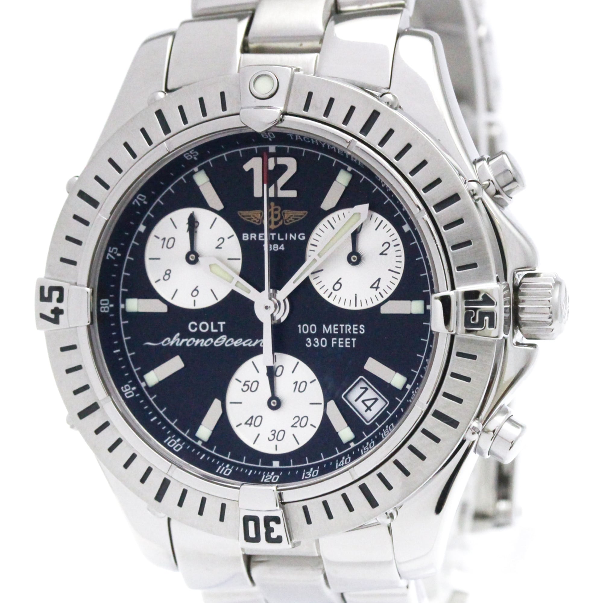 BREITLING Colt Chrono Ocean Steel Quartz Mens Watch A53350 Polished