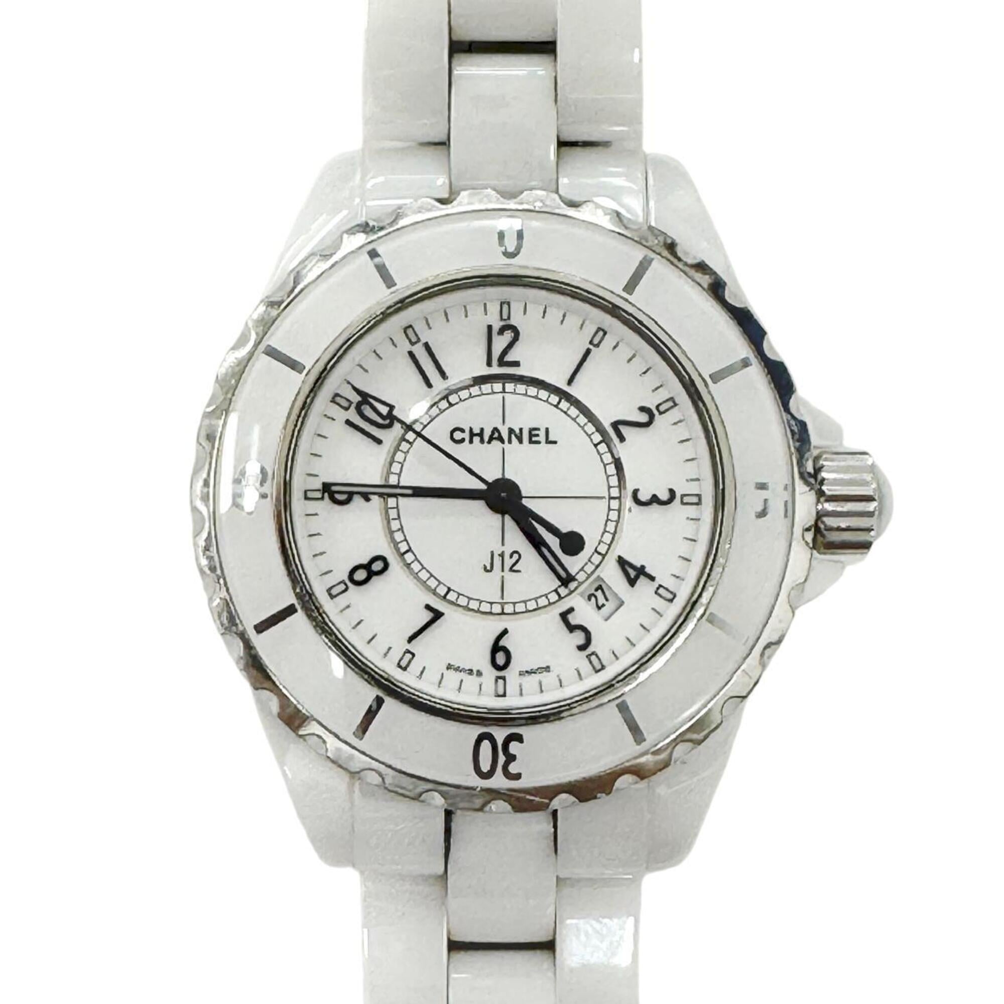 CHANEL J12 H0968 White Ceramic Dial Quartz Watch for Women
