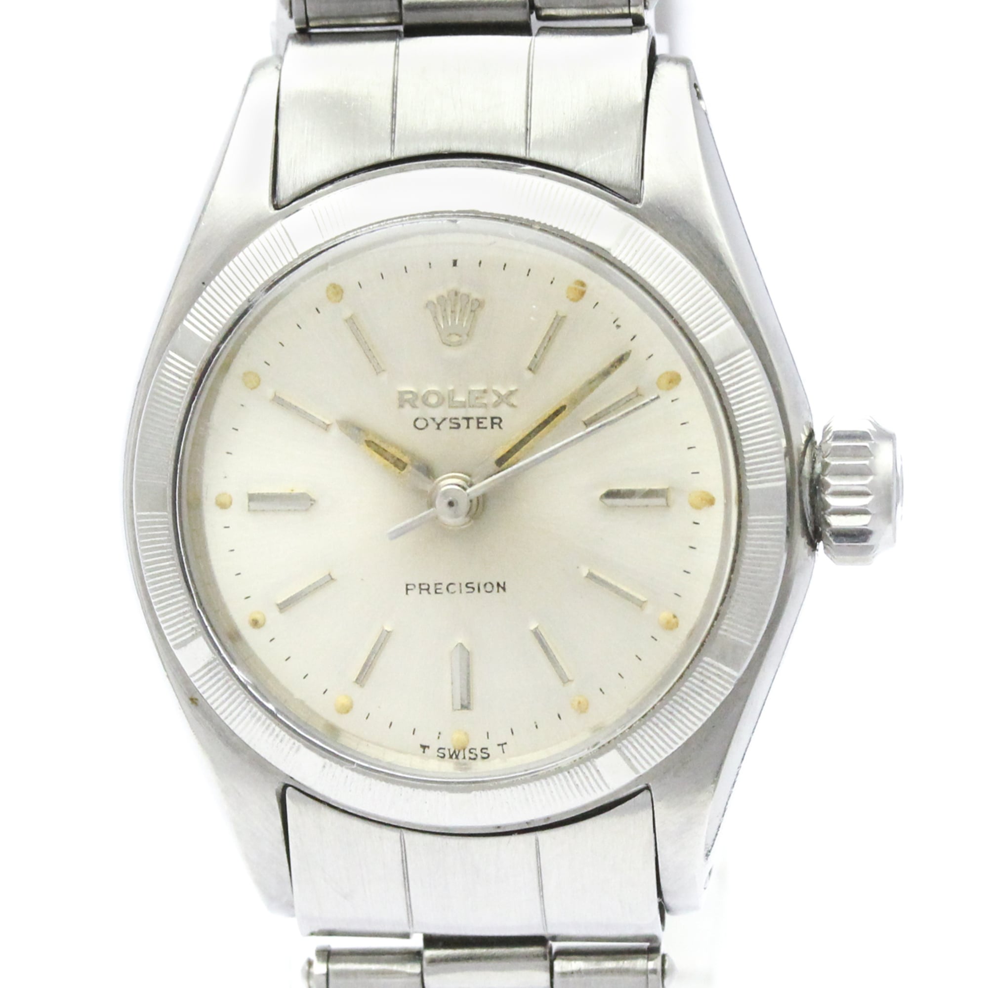 ROLEX Oyster Precision 6411 Steel Hand-winding Ladies Watch Vintage