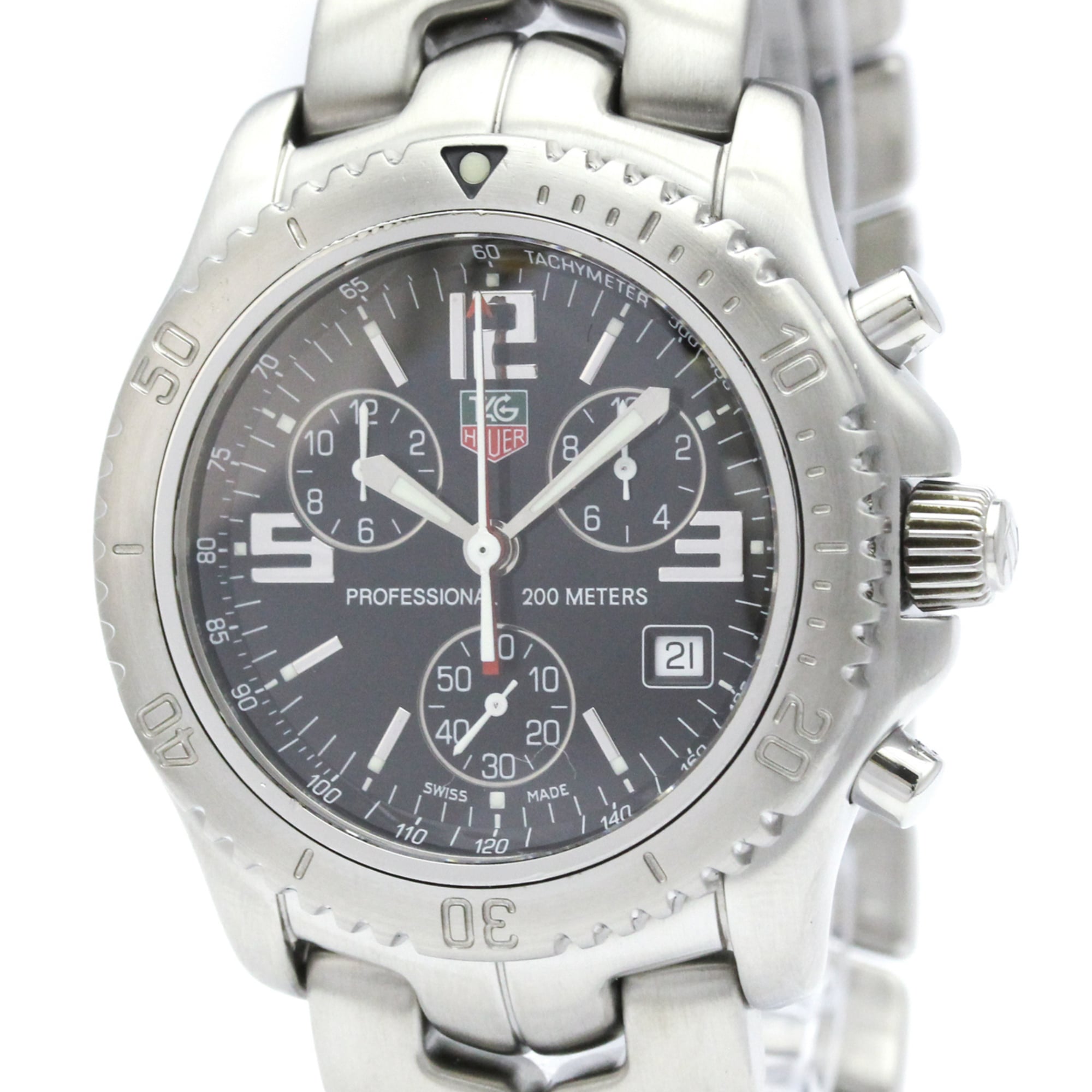 TAG HEUER Link Chronograph Jason Bourne Steel Watch CT1111 Polished