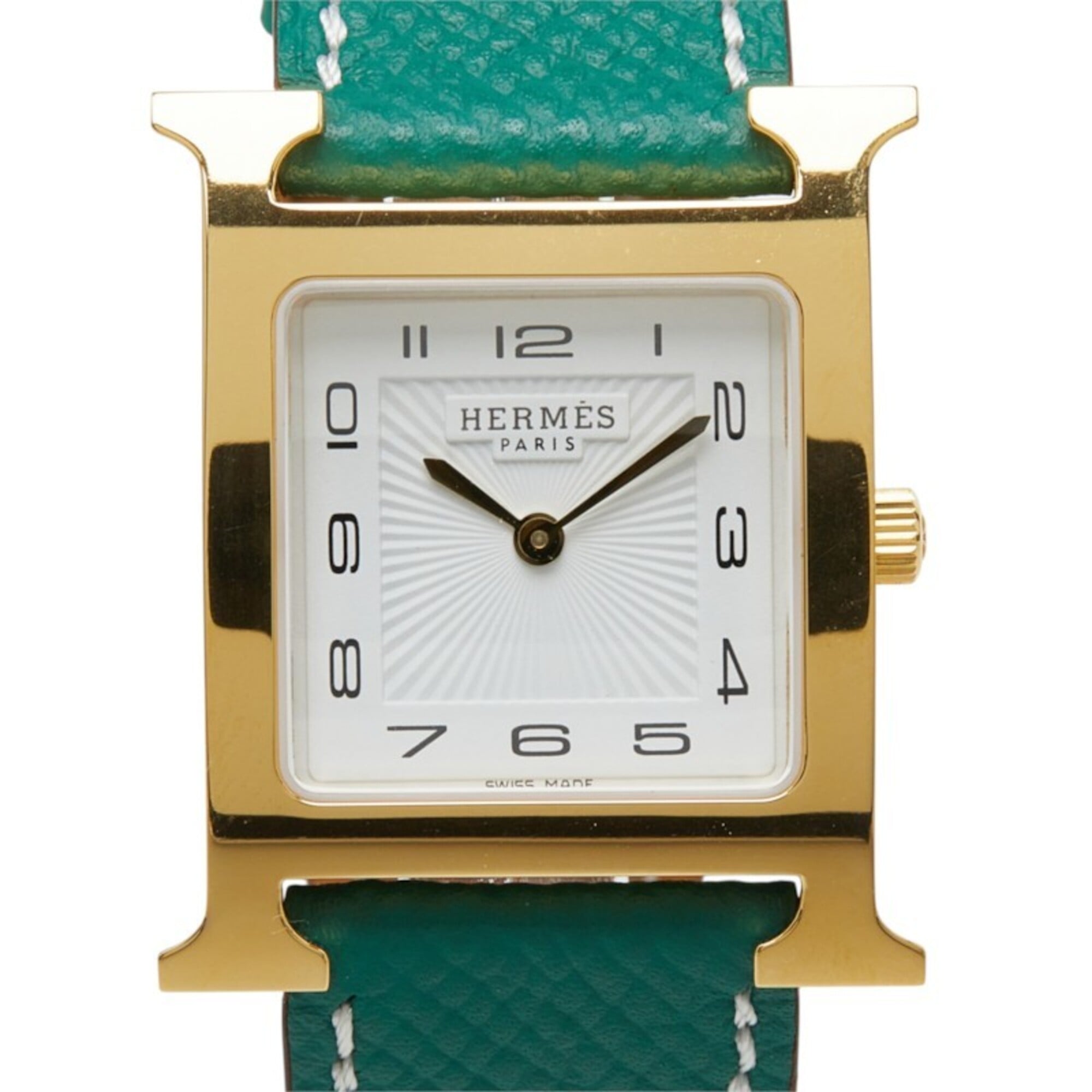 Hermes H-Watch HH1.510 Quartz White Dial Stainless Steel Taurillon Maurice Ladies\' Watch HERMES