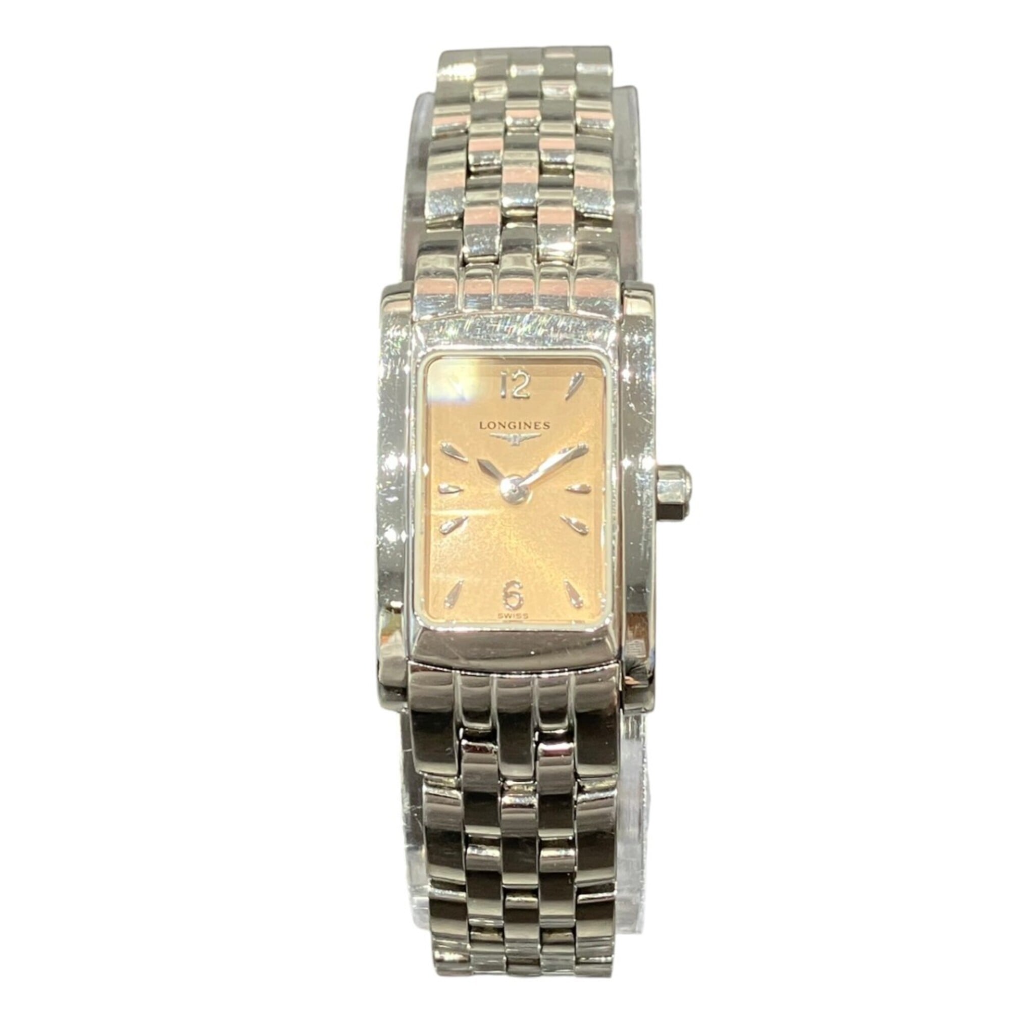 Longines DolceVita watch, total weight 43g, stainless steel, quartz movement, pink dial, L5.158.4