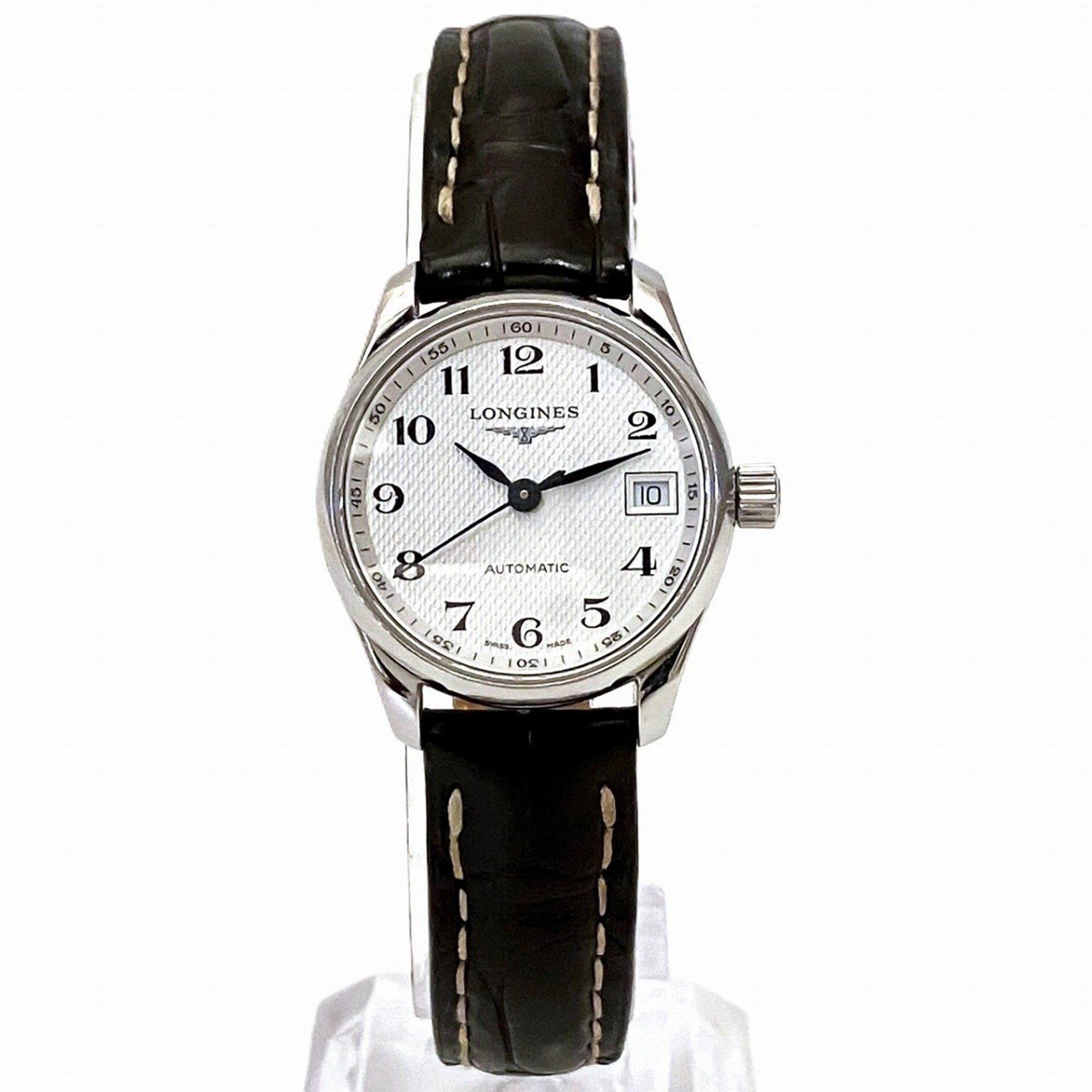 Longines Master Collection wristwatch, total weight 33.2g, stainless steel, genuine leather strap, automatic movement, white dial, L2.128.4.78.3