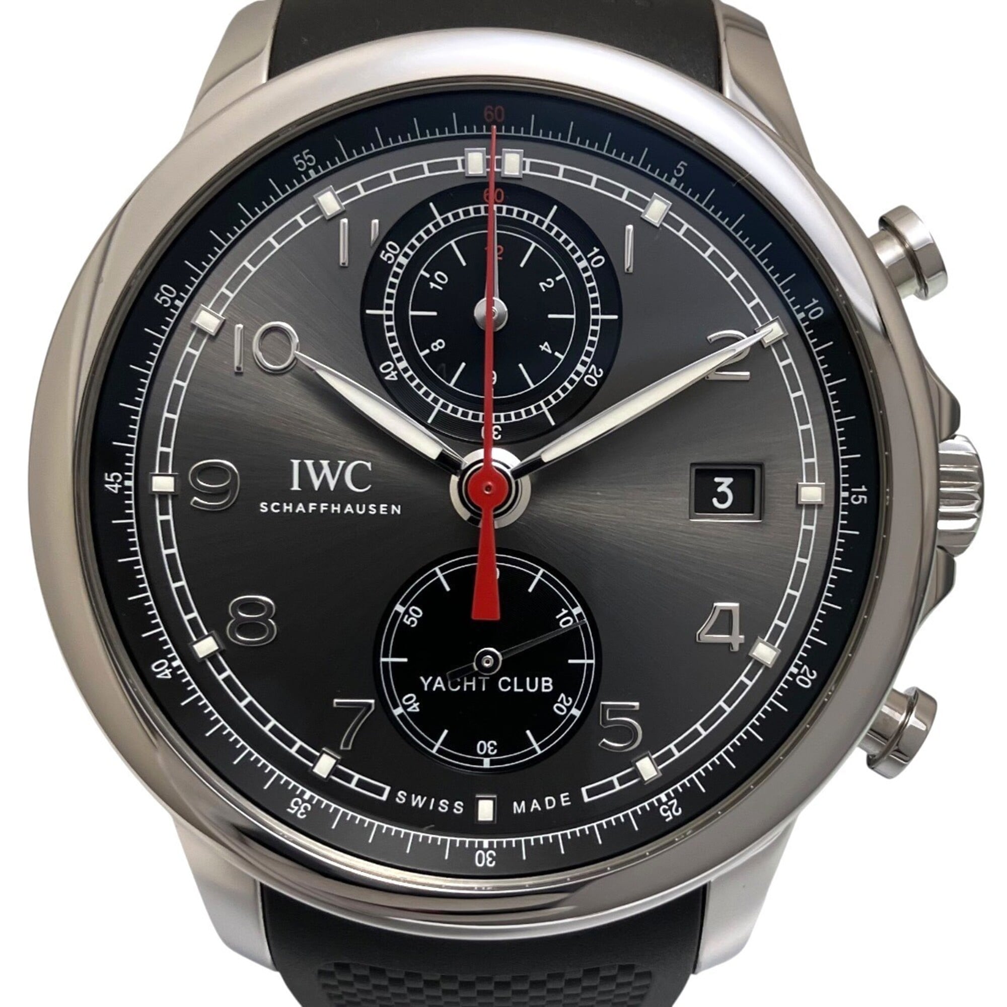 IWC Schaffhausen Yacht Club Portugieser Watch, Total Weight 120.6g, Stainless Steel, Rubber Strap, Automatic Movement, Black Dial, IW390503