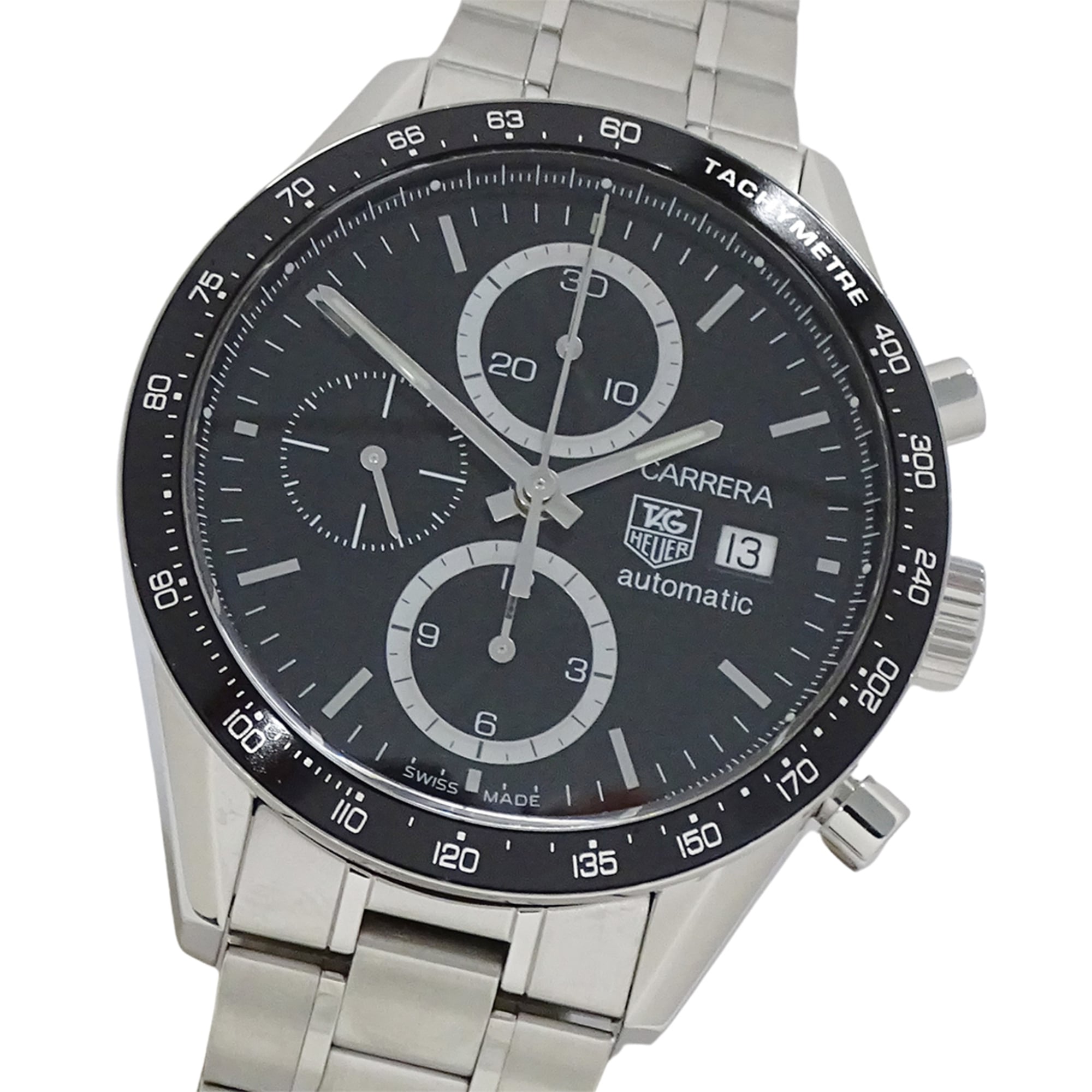 TAG Heuer Carrera CV2010-4 BA0786 Men\'s Watch, Brand Name, Tachymeter, Chronograph, Automatic, Stainless Steel (SS), Silver, Black
