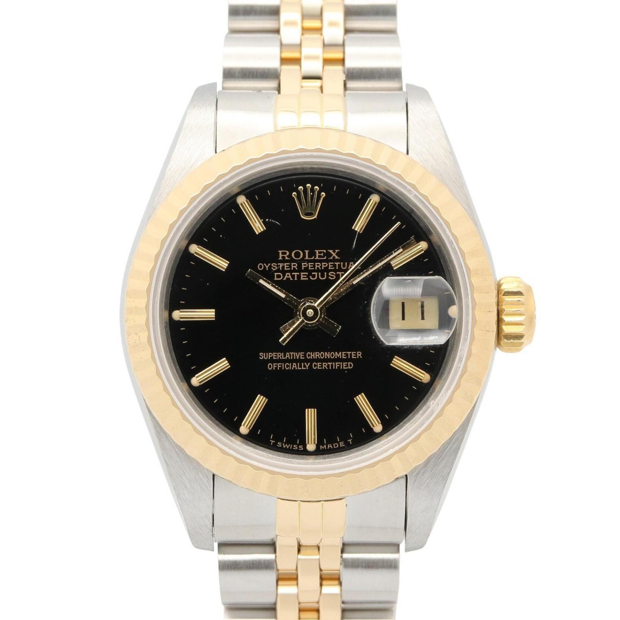 Rolex Datejust 97 Bar Watch, 18K (Yellow Gold) Stainless Steel, Ladies\', Black/Gold Tone, 69173