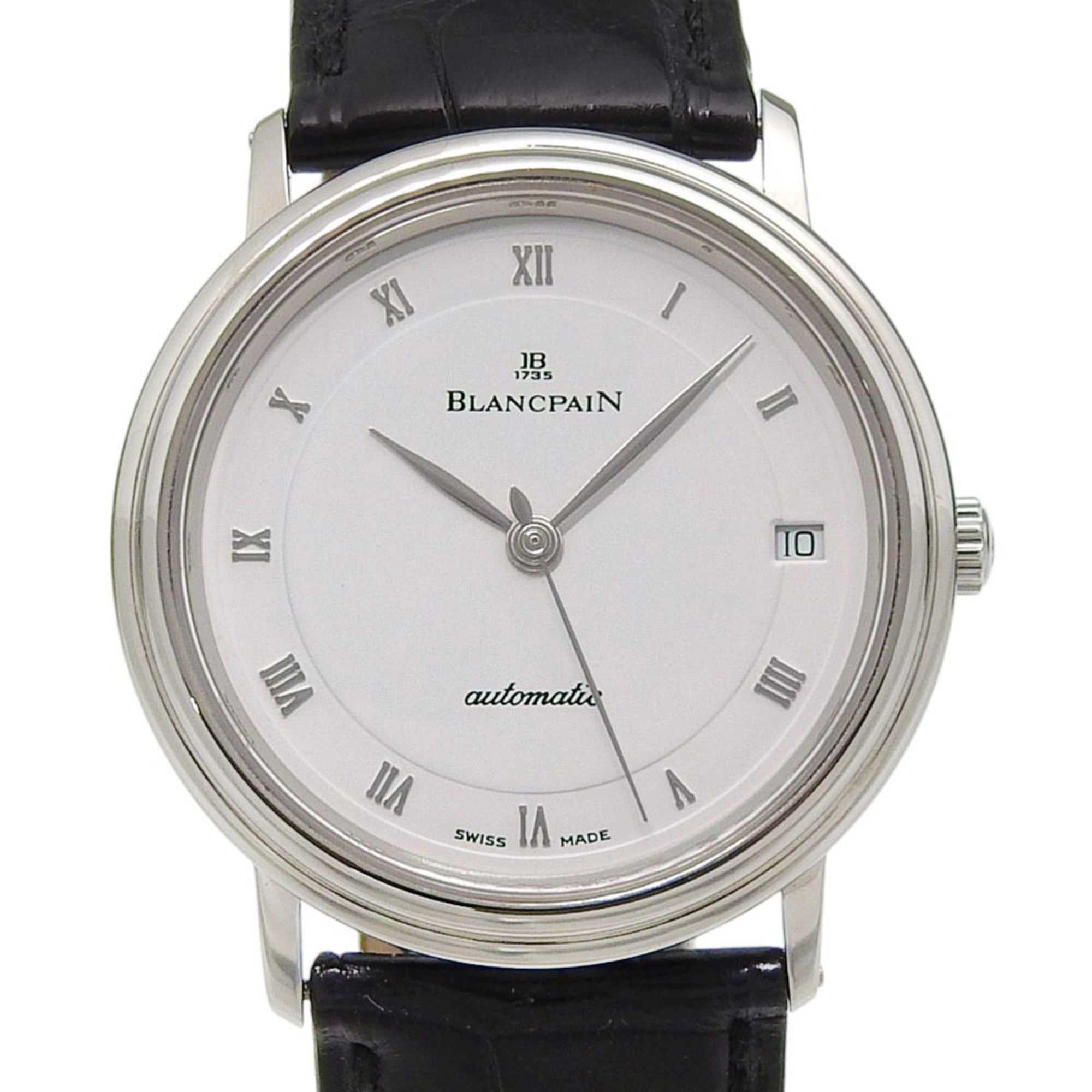 Blancpain Villeret Extra 1195 1127 White Dial Stainless Steel/Leather Automatic Men\'s Watch (approx. 34mm)