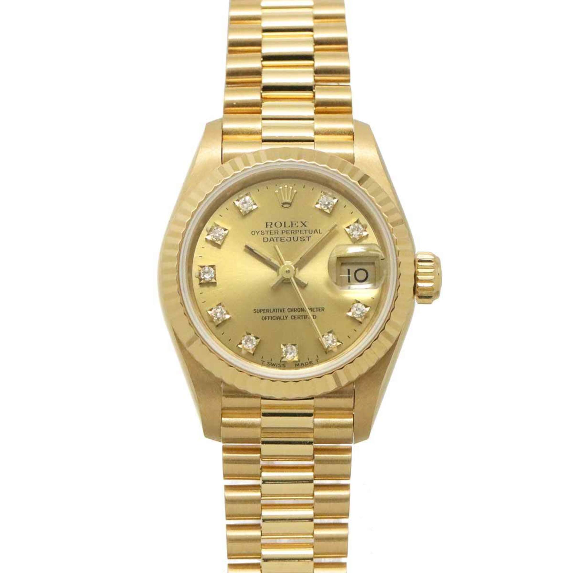 Rolex Datejust 69178G (N-serial number) Ladies\' Watch, 10 Diamonds, Champagne Gold, Solid 18K Yellow Automatic Movement.