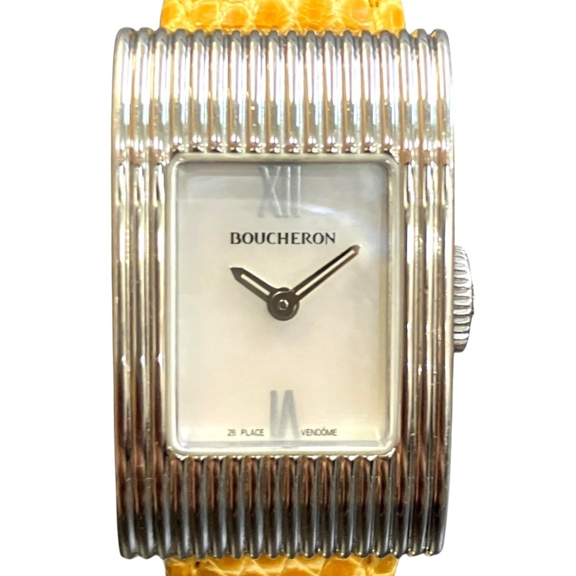Boucheron Reflet watch, total weight 24.0g, stainless steel, quartz movement, pink mother-of-pearl dial, WA009418