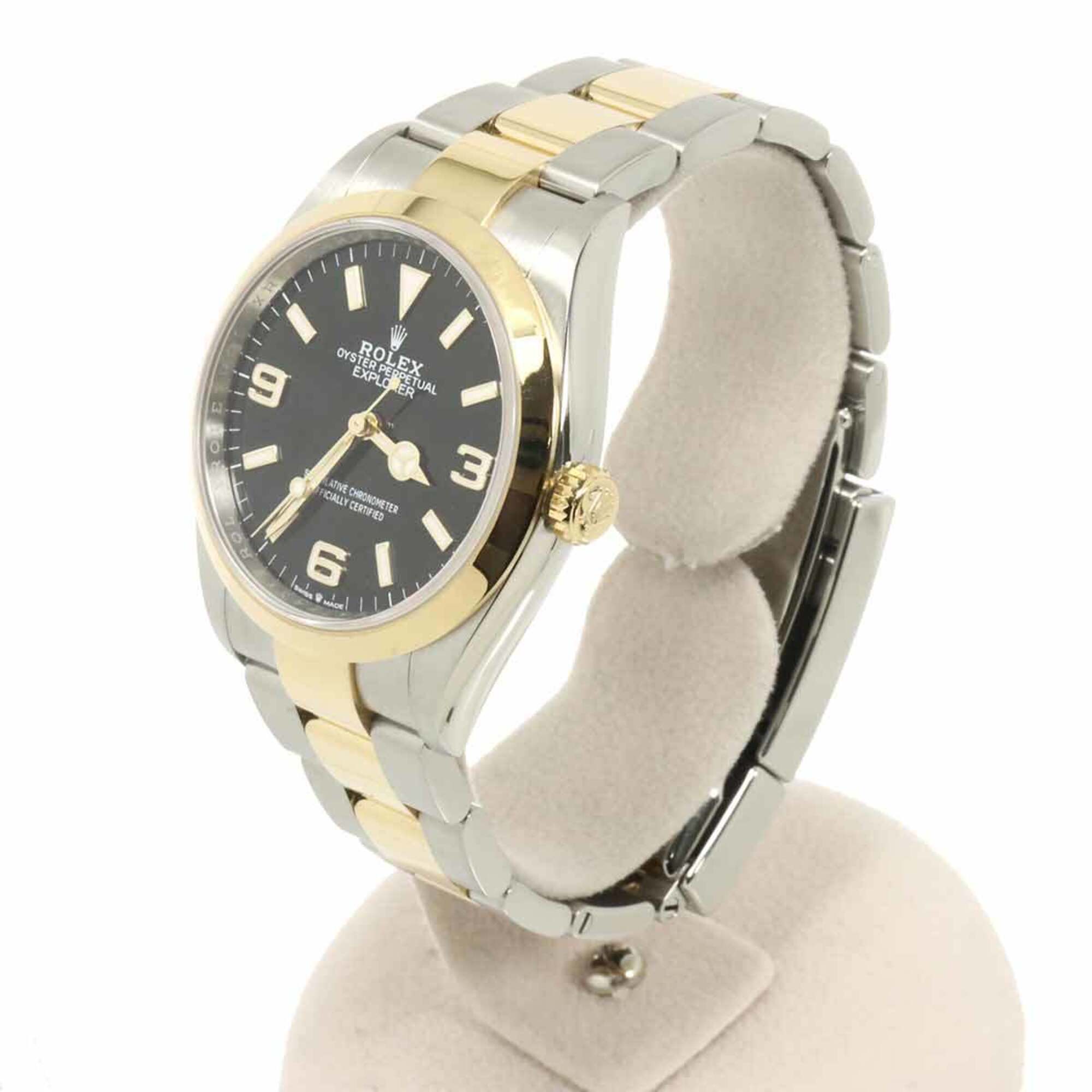 Rolex Explorer 1 Two-Tone 124273 Random Serial Number Roulette Men\'s Watch Black 18K Yellow Gold Automatic Self-Winding