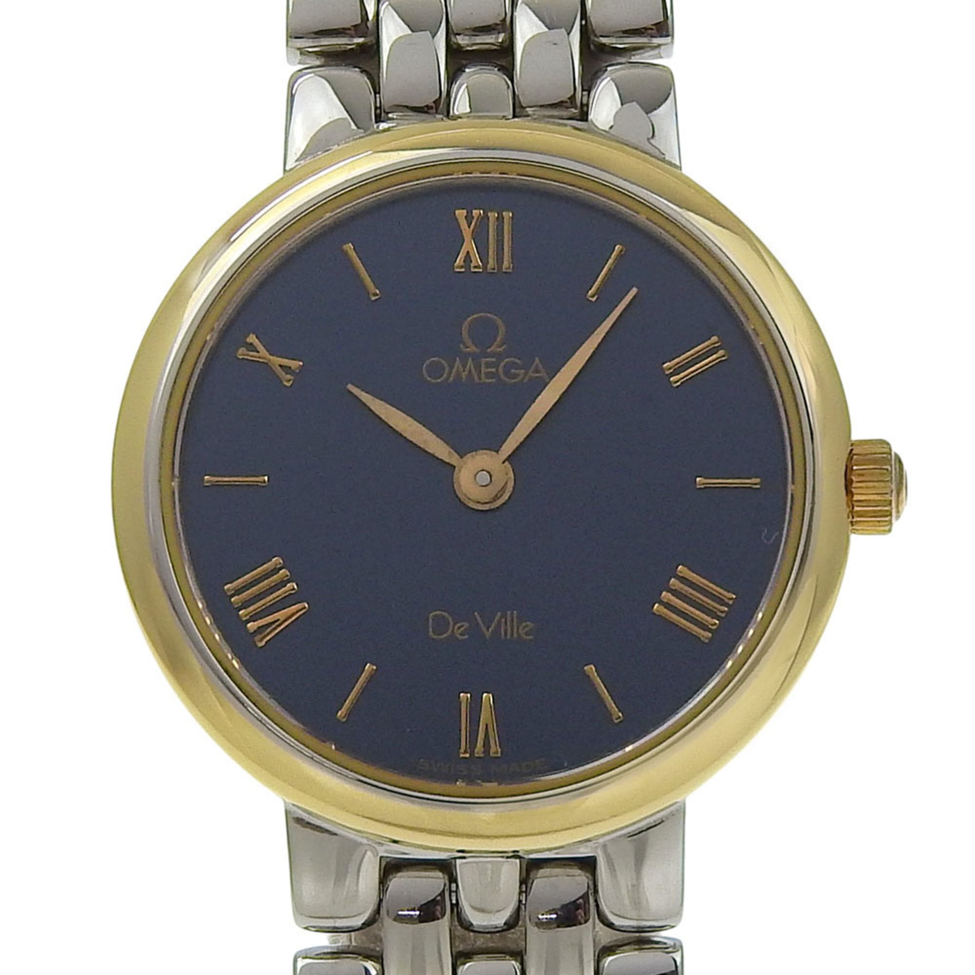 Omega De Ville 7261.83 Stainless Steel Watch, 1993 Model, Quartz, Analog, Black Dial, Ladies\' Watch