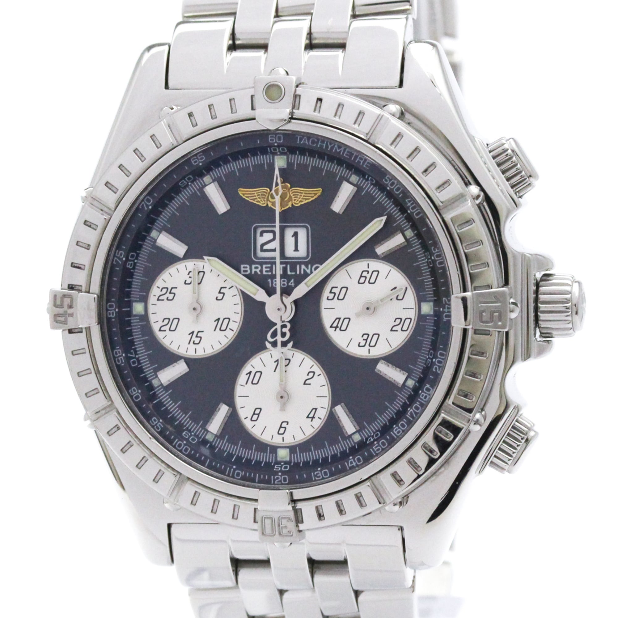 BREITLING Crosswind Special Steel Automatic Mens Watch A44355 Polished