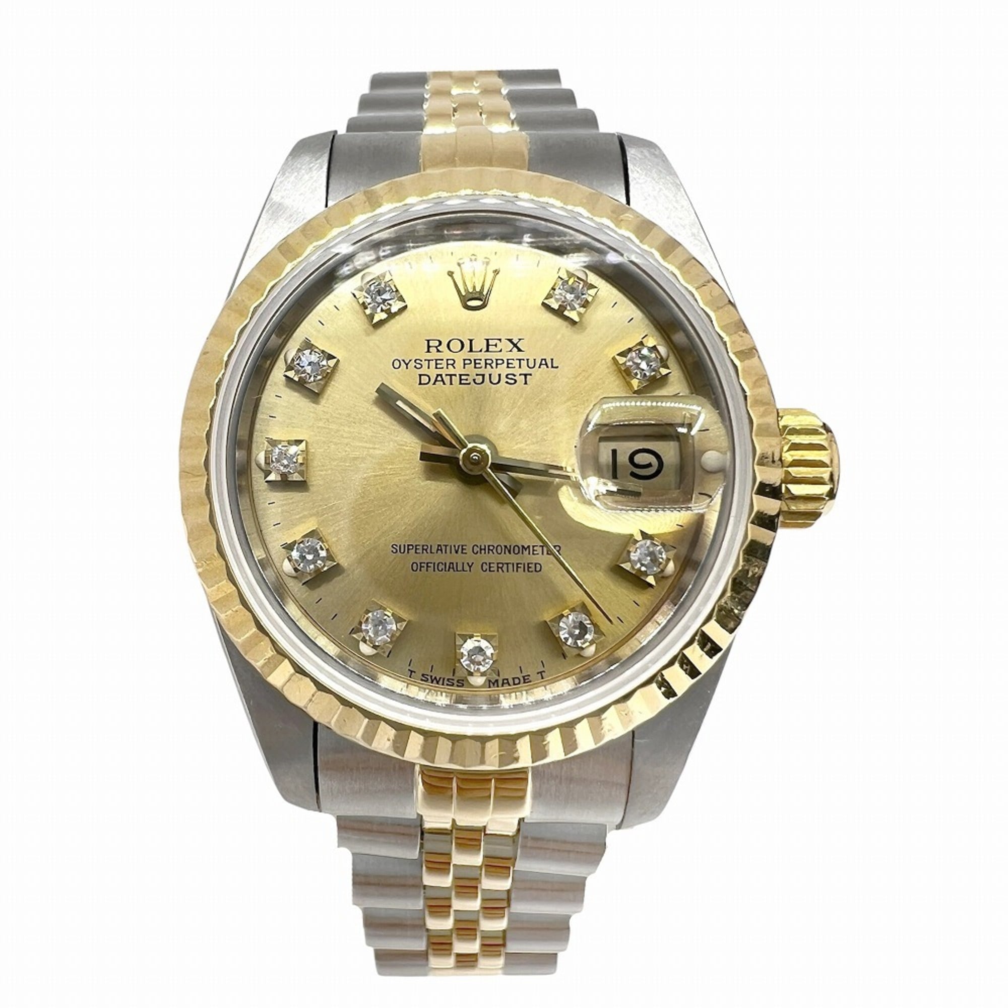 ROLEX Datejust 10P Diamond Stainless Steel 18K Yellow Gold Dial 69173G L-serial Two-tone Automatic Women\'s Watch