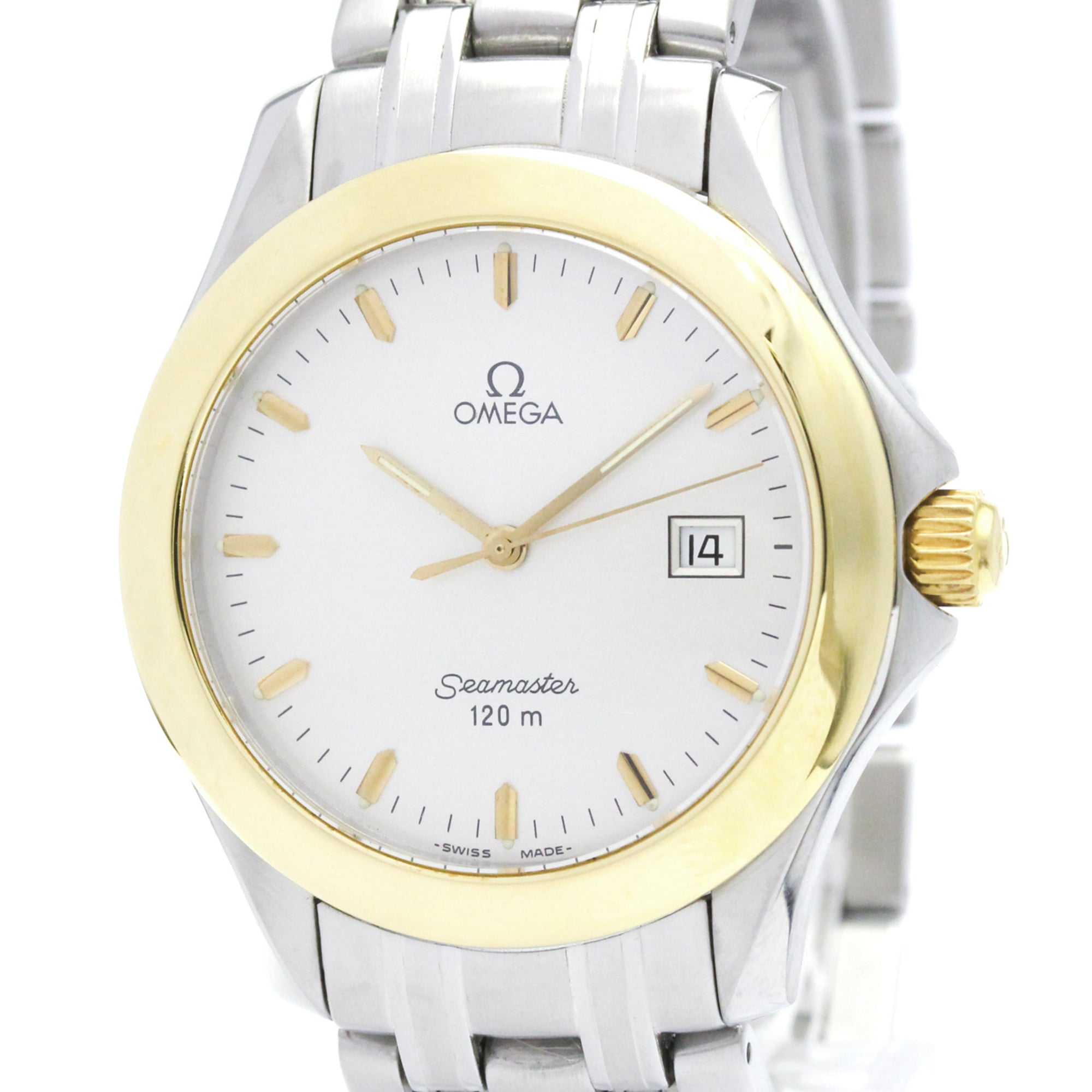 OMEGA Seamaster 18K Gold Steel Quartz Mens Watch 2411.31 Polished