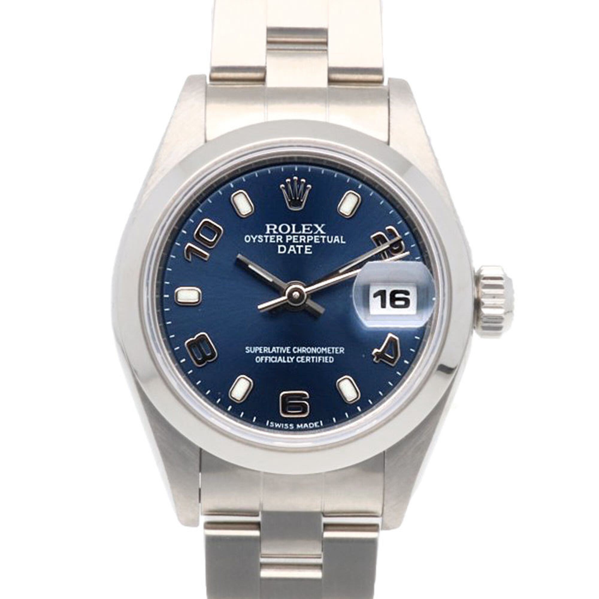 Rolex Date Oyster Perpetual Watch, Stainless Steel, 69160, Automatic Winding, Overhauled, Polished, A-serial, Ladies\', Arabic Numerals