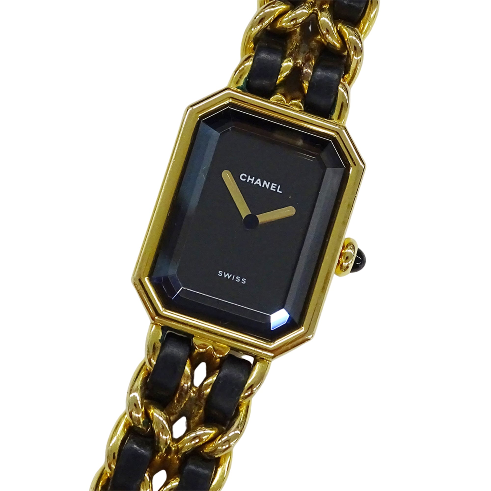 Chanel CHANEL Women\'s Watch, Brand: Première Quartz QZ GP Leather, Size S, H0001, Square, Gold, Black