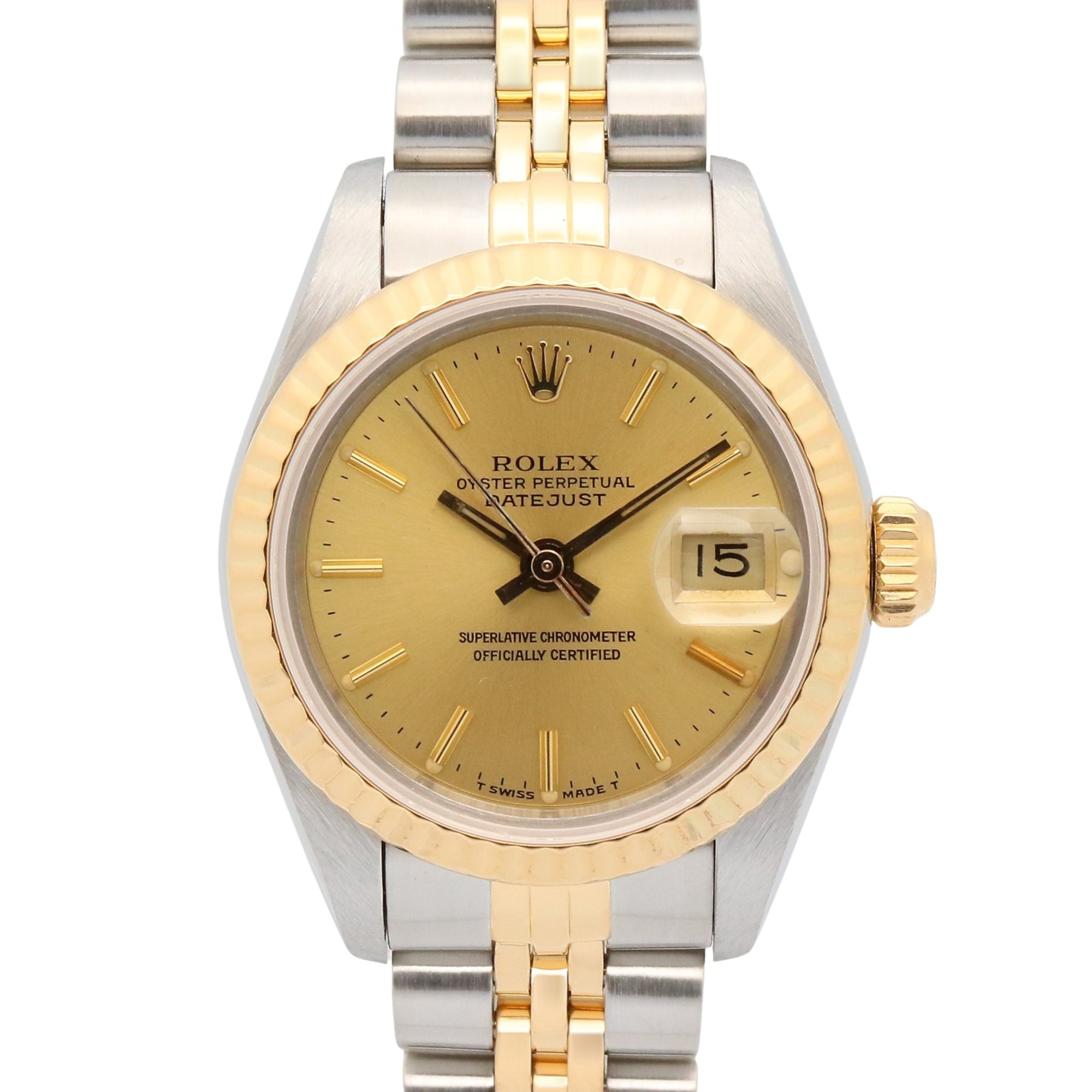 Rolex Datejust 97 Series Wristwatch, 18K (Yellow Gold) Stainless Steel, Ladies\', Gold Tone, Champagne Bar, 69173