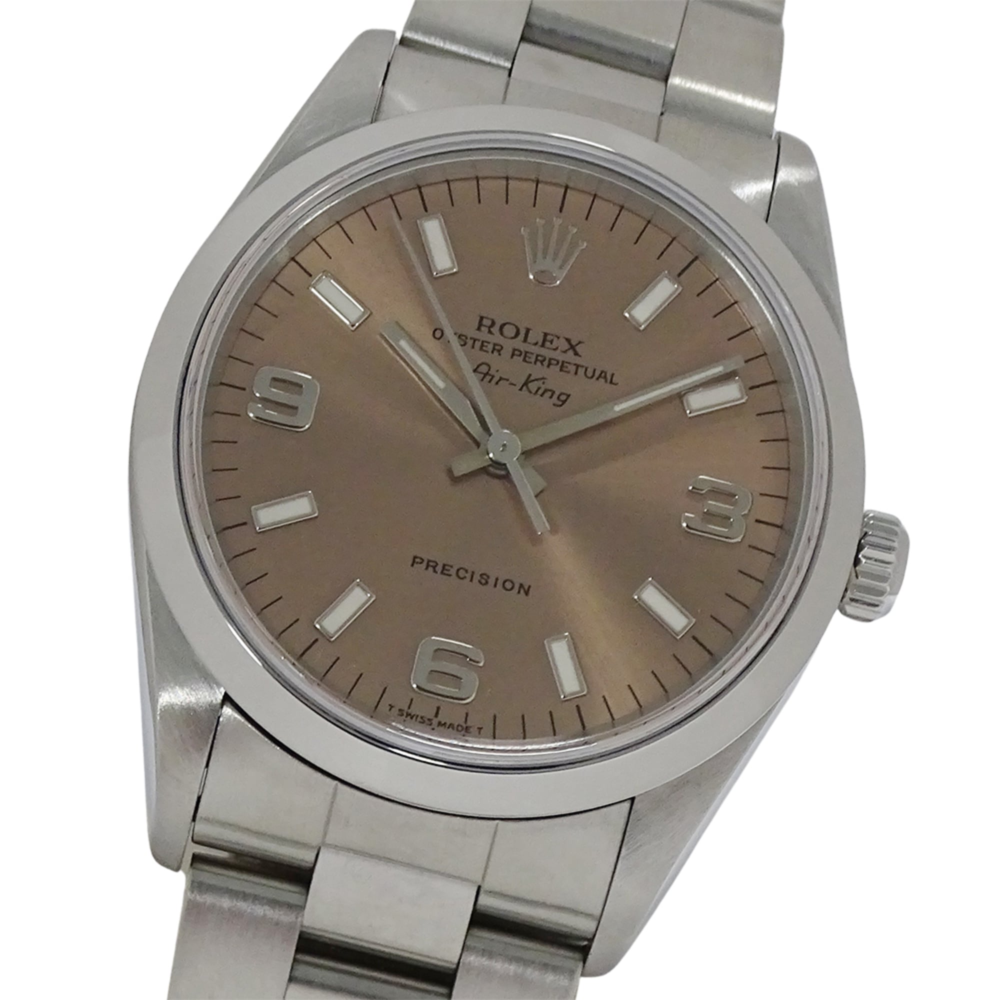 Rolex Air-King 14000 U-serial Men\'s Watch, Brand, Automatic, Stainless Steel (SS), Silver, Pink