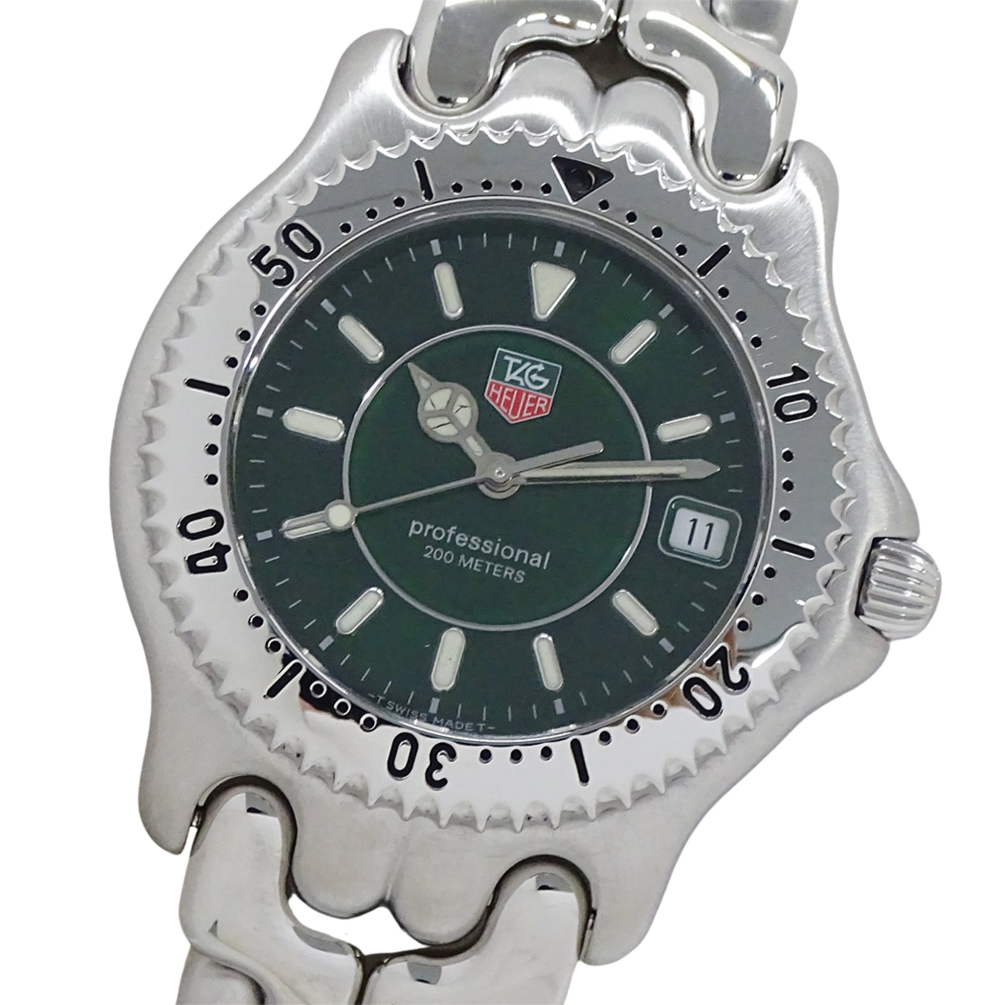 TAG Heuer Cell WG111E Men\'s Watch - Professional Date Quartz Stainless Steel (SS) Silver & Green