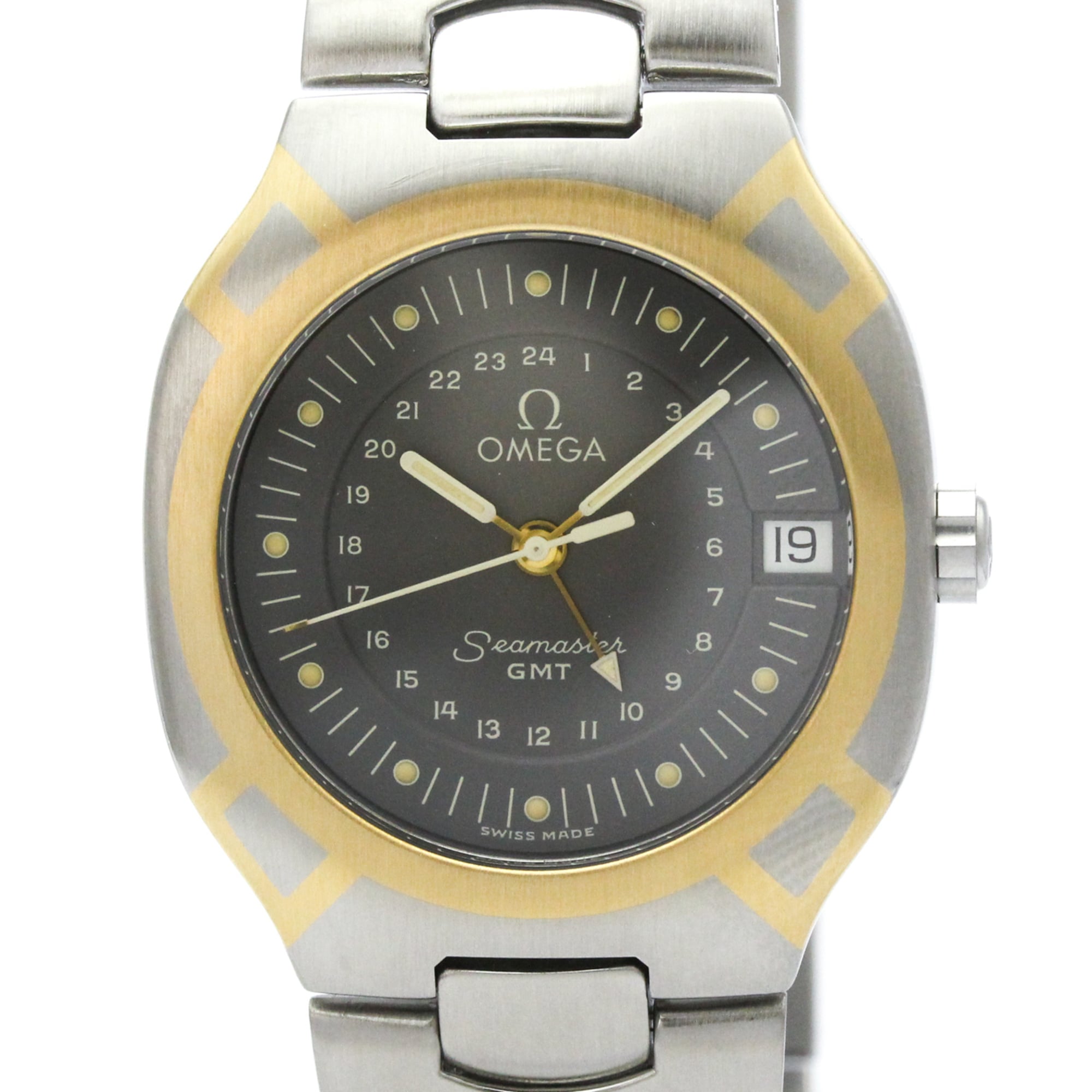 OMEGA Seamaster Polaris GMT 18K Gold Steel Mens Watch 396.1122 Polished