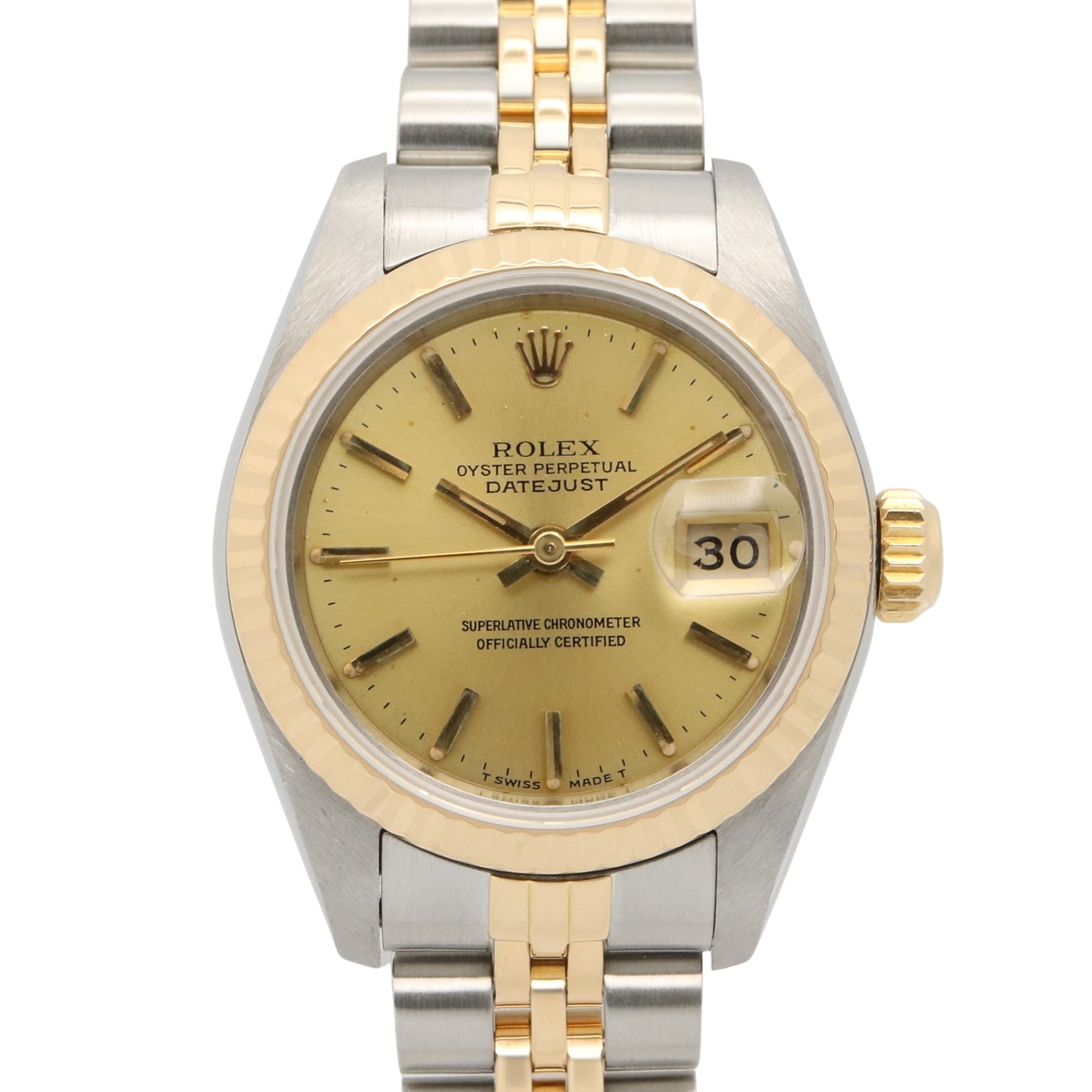 Rolex Datejust 96 Series Wristwatch, 18K (Yellow Gold) Stainless Steel, Ladies\', Gold Tone, Champagne Bar, 69173