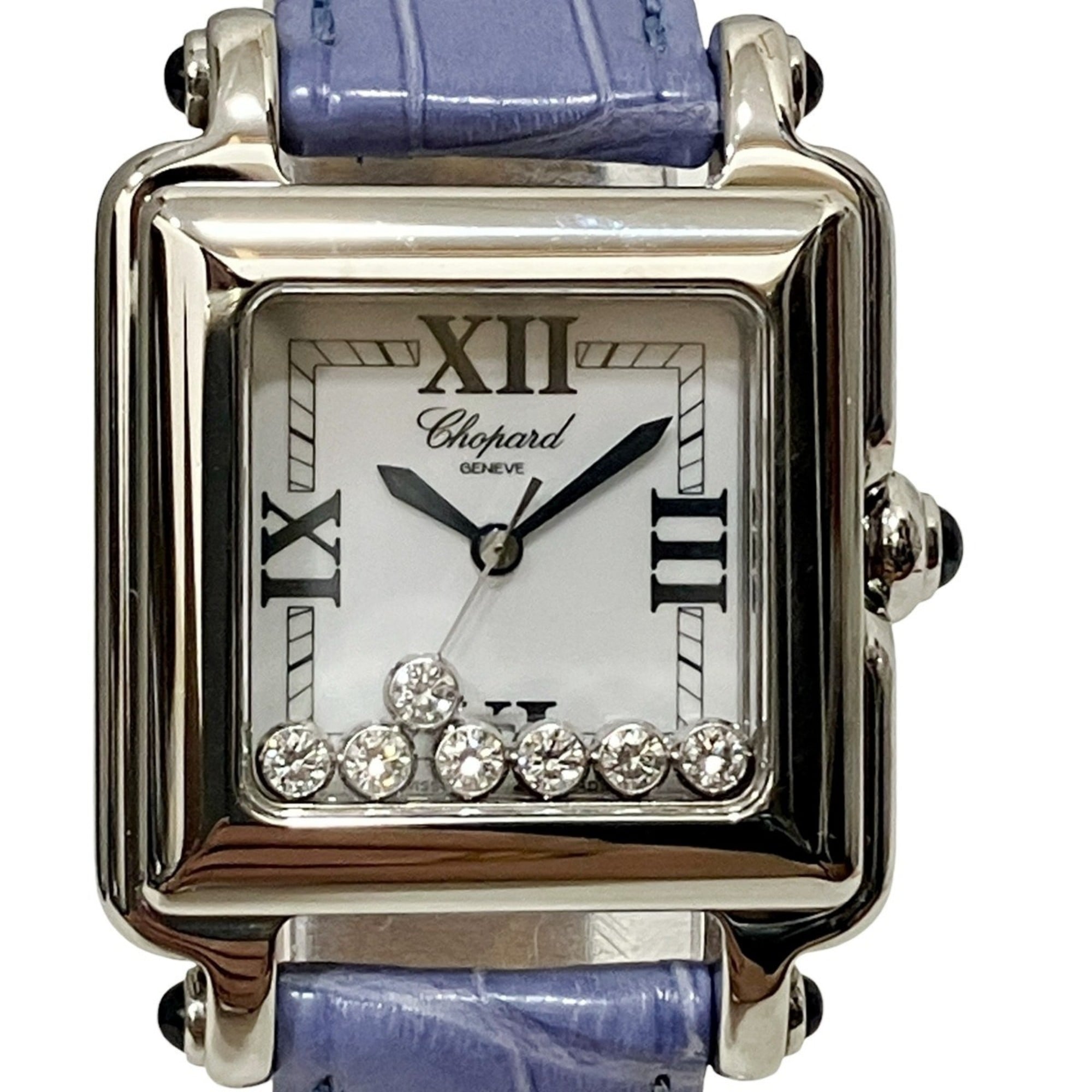 Chopard Happy Sport watch, total weight 36.8g, stainless steel, genuine leather strap, quartz movement, white dial, size 27, 8325-23
