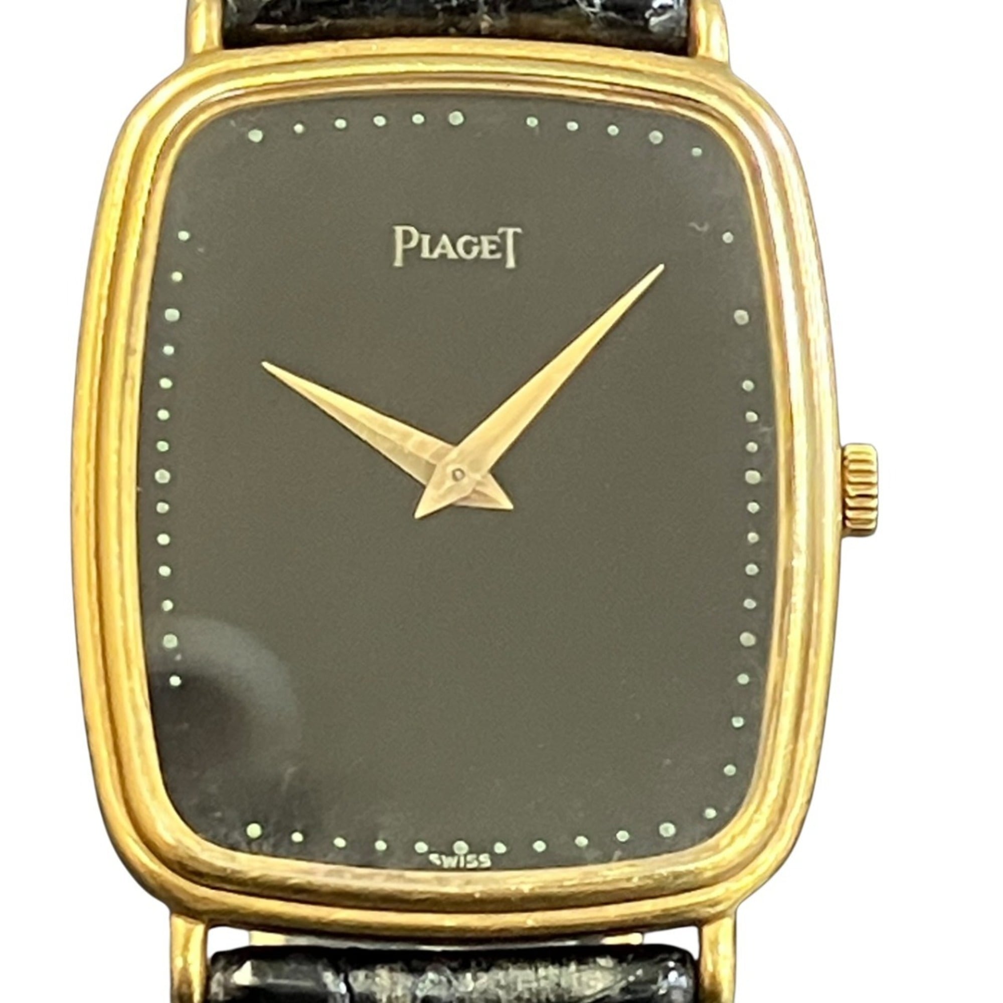 Piaget Black Tie Esperador Watch, Total Weight 32g, 18K Gold, Genuine Leather Strap, Manual Winding, Dial, 92538